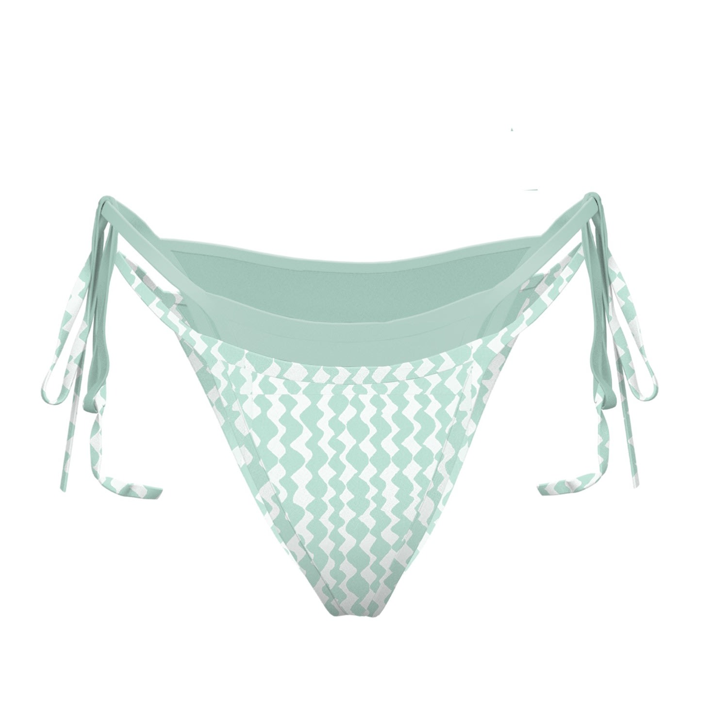 Women's White Gemini Double-Layer Cheeky Bottoms / Peppermint Jacquard | Small | Blackbough Swim