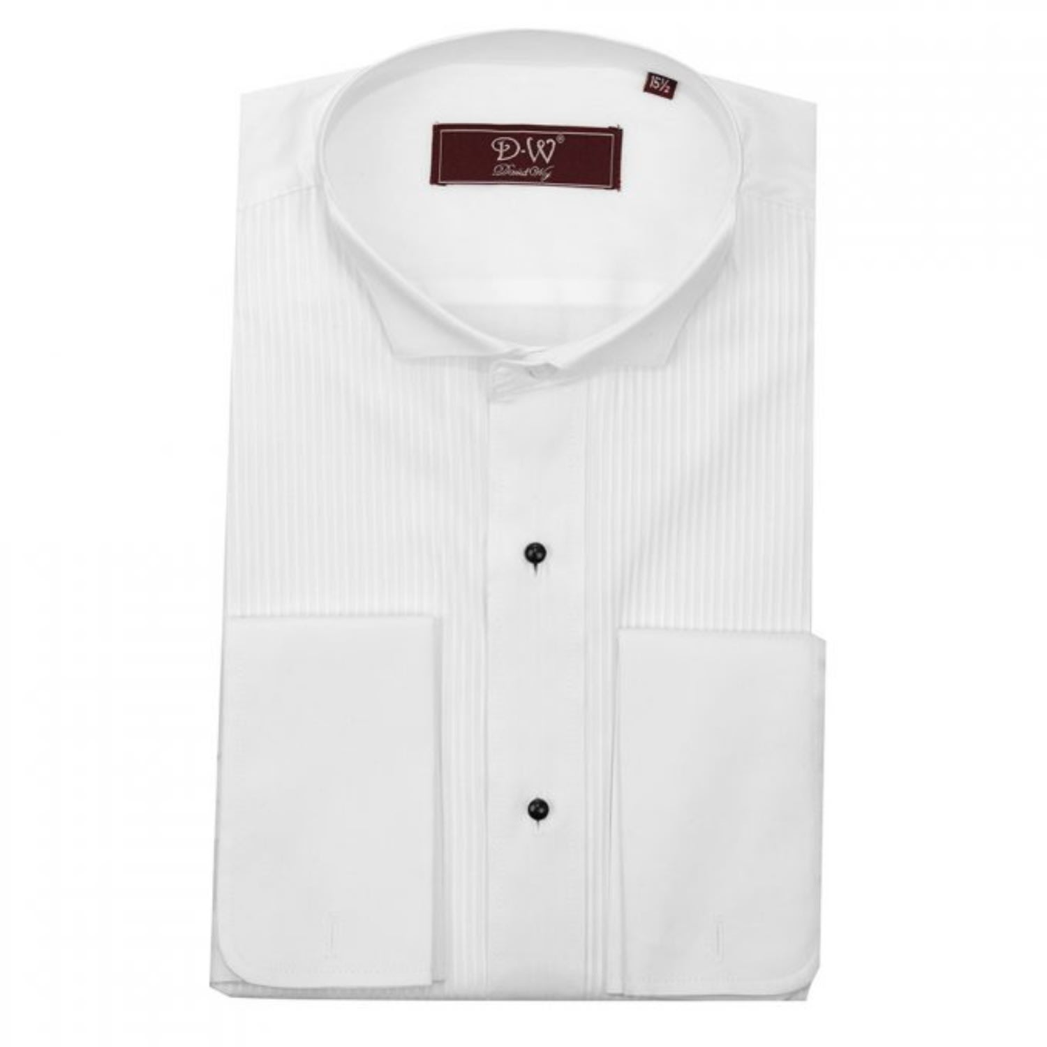 Men’s Wing Collar Double Cuff Dress Shirt - White 15.5" David Wej