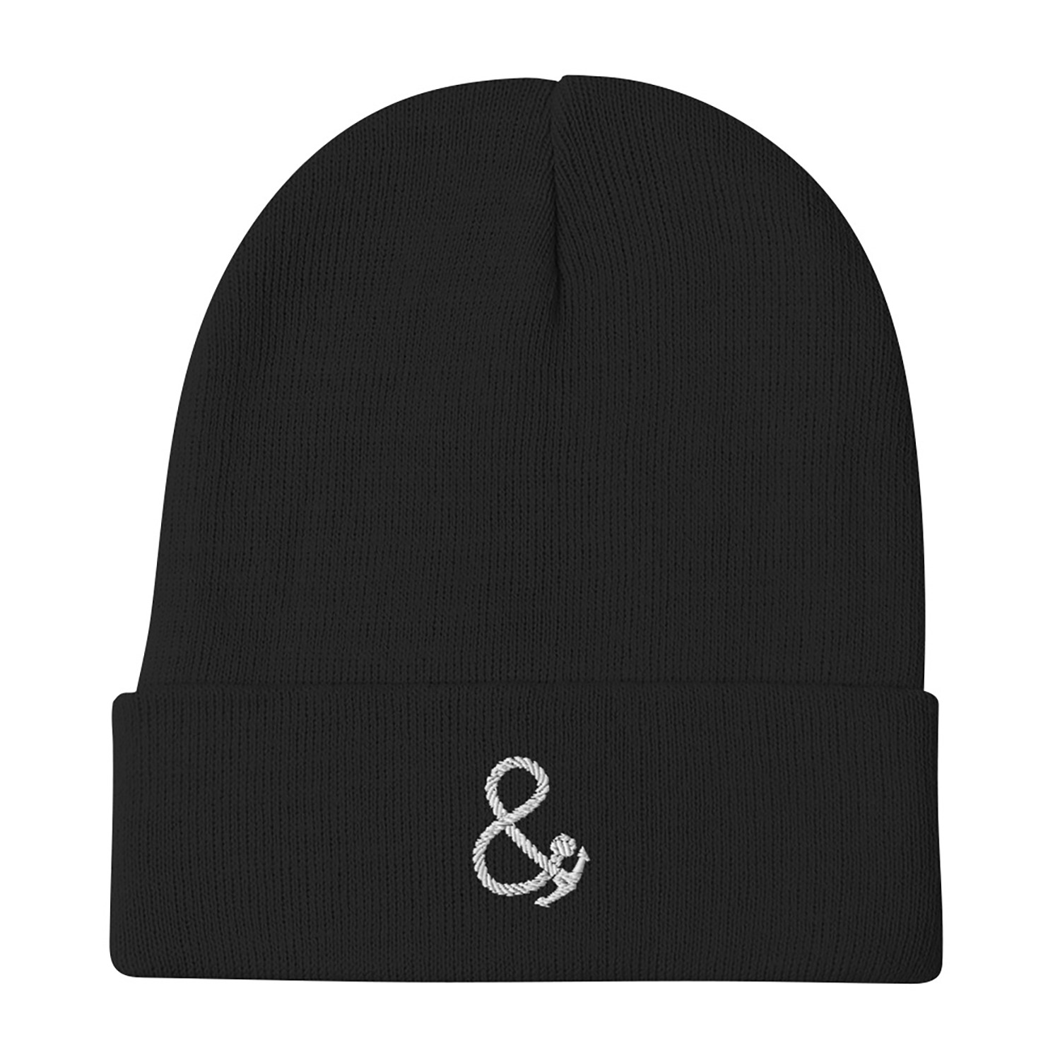 Anchor & Crew Black Ampersand Signature Cotton Blend Embroidered Beanie - Women In Black