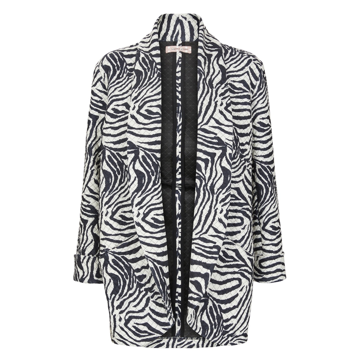 Traffic People Women's Zebra Print Boyfriend Jacket In Black