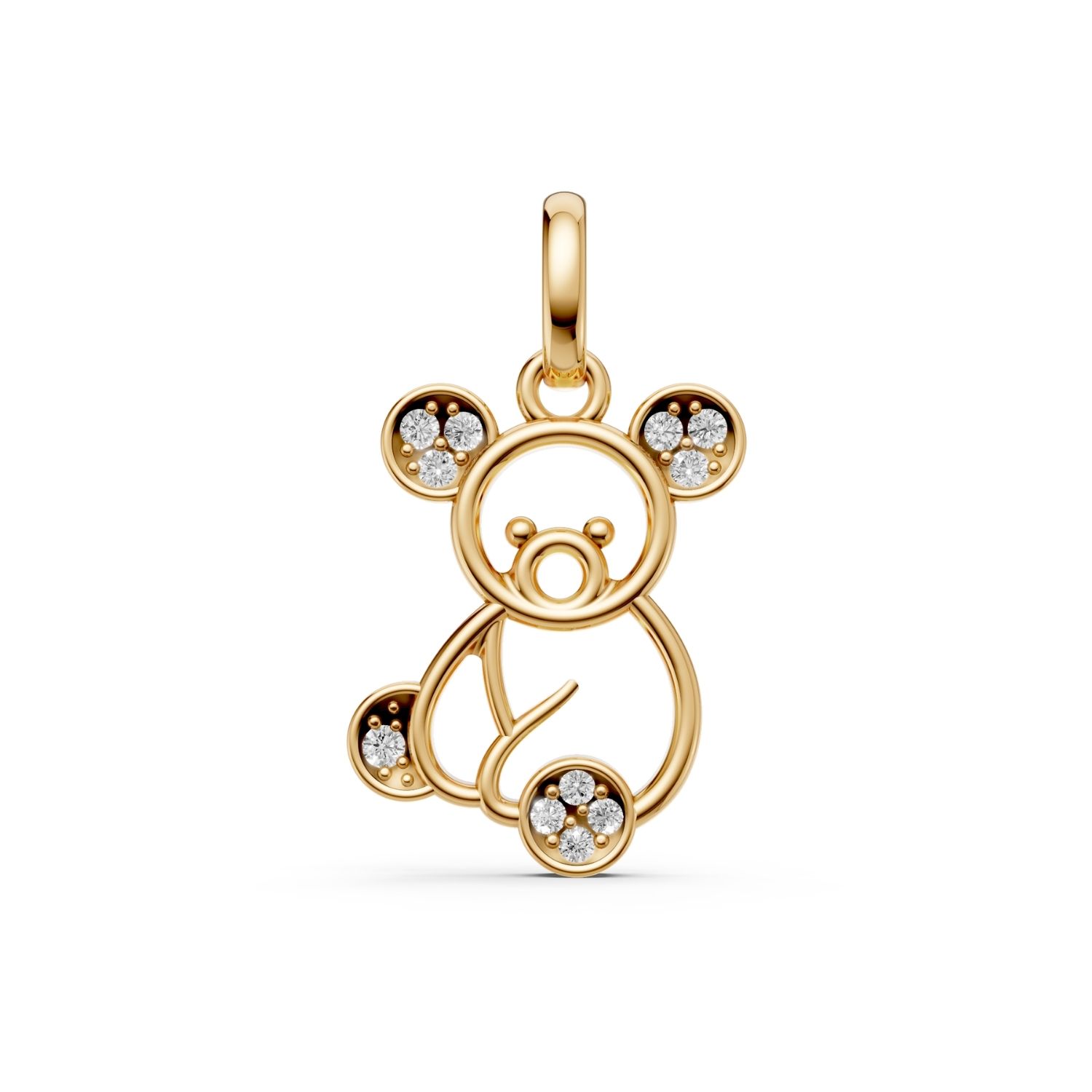 Women's Yellow Basilia Round Cut Lab Grown Diamond Bear Pendant In Gold | Aya Fine Jewelry
