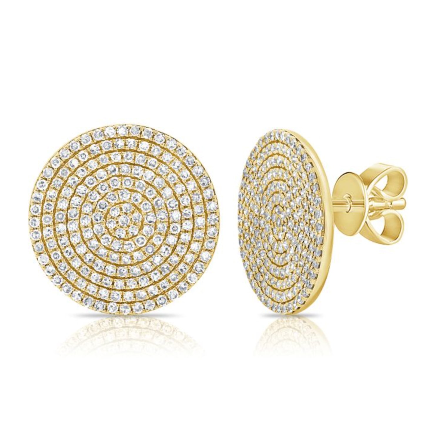 Women’s Gold Jumbo Pave Diamond Disc Earrings 770 Fine Jewelry