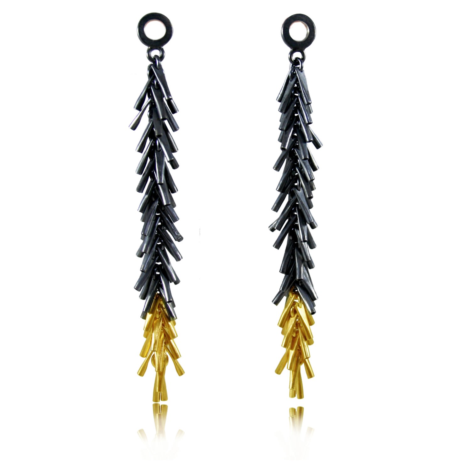 Karolina Bik Jewellery - Tickle II Long Earrings Black & Gold