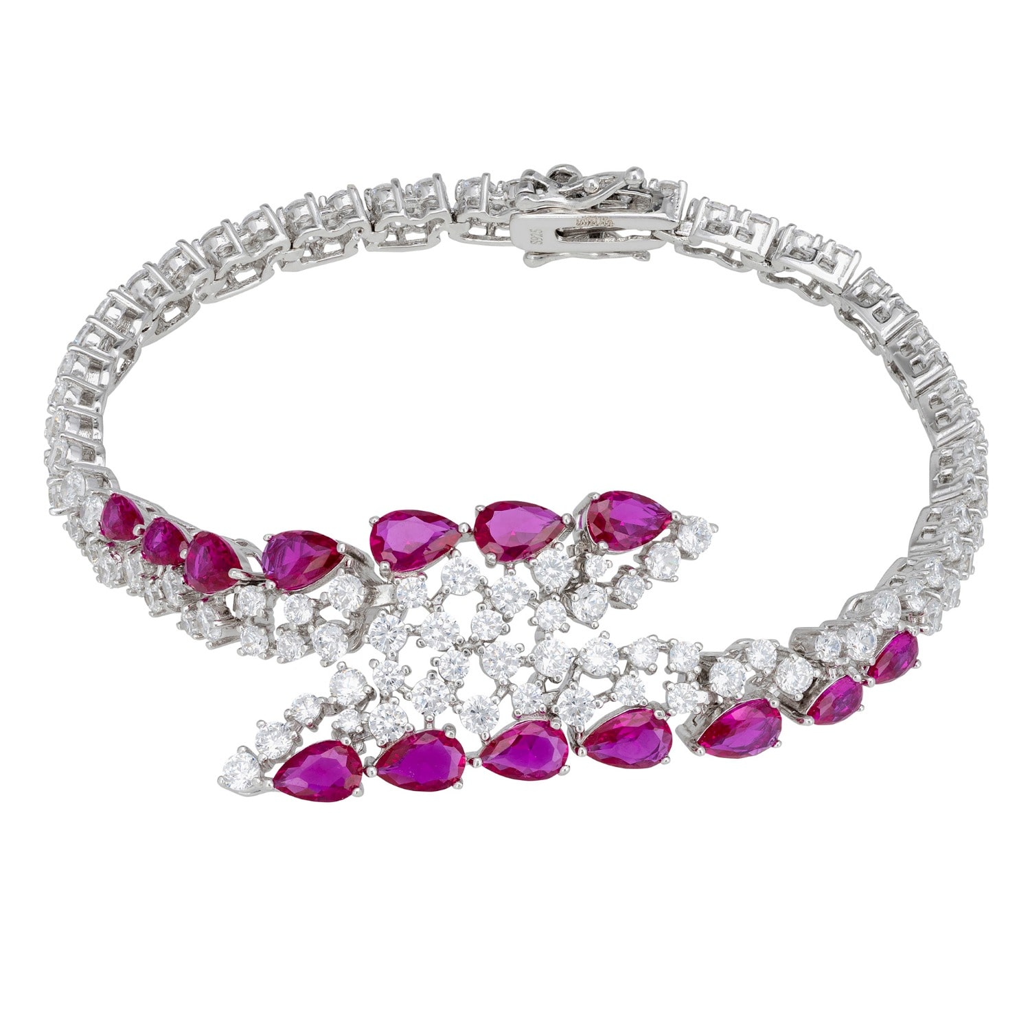 Latelita Women's White / Pink / Purple Baroness Tennis Bracelet Ruby Silver