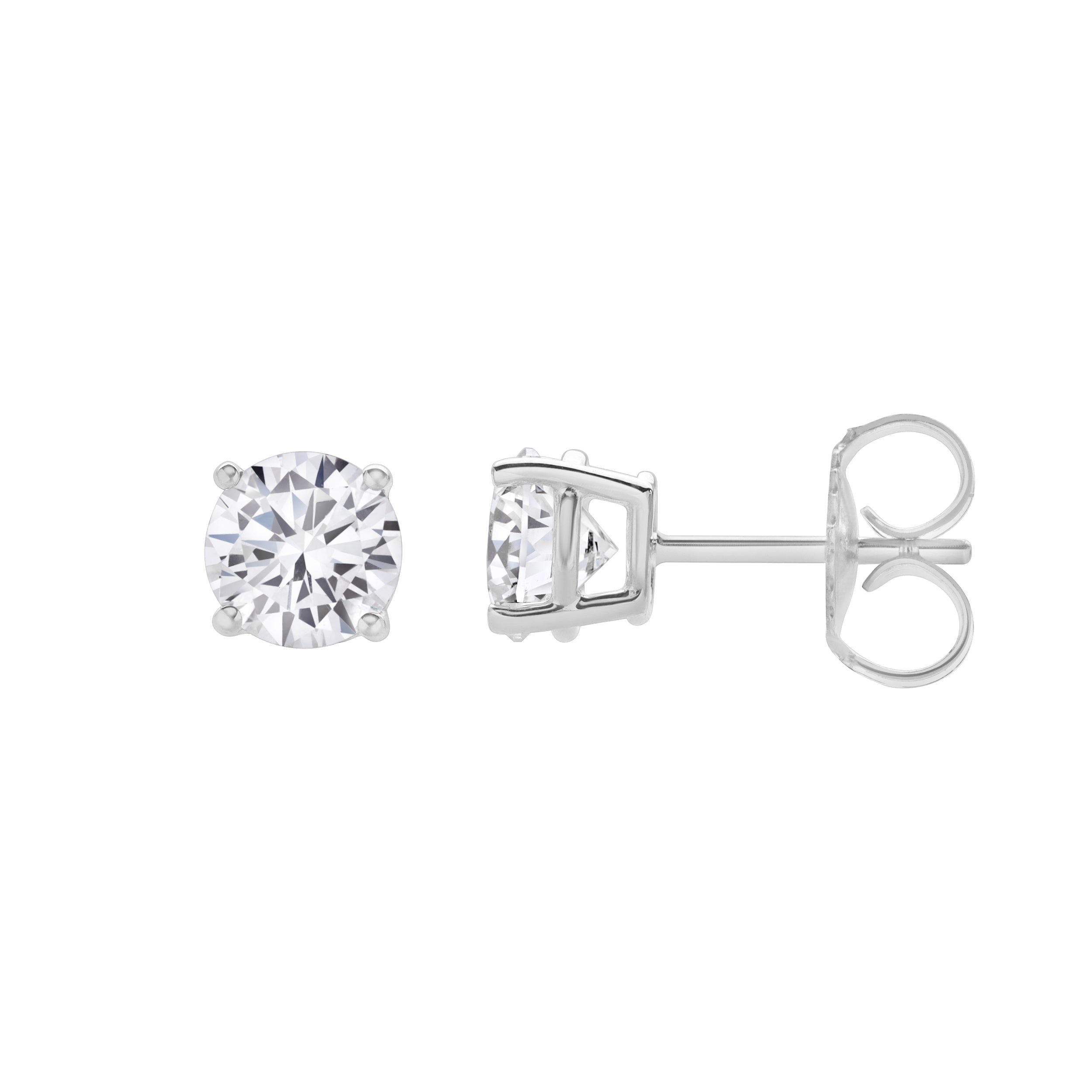 Lmj Women's Silver Valeria White Gold Lab Grown Round Shaped Solitaire Diamond Earring