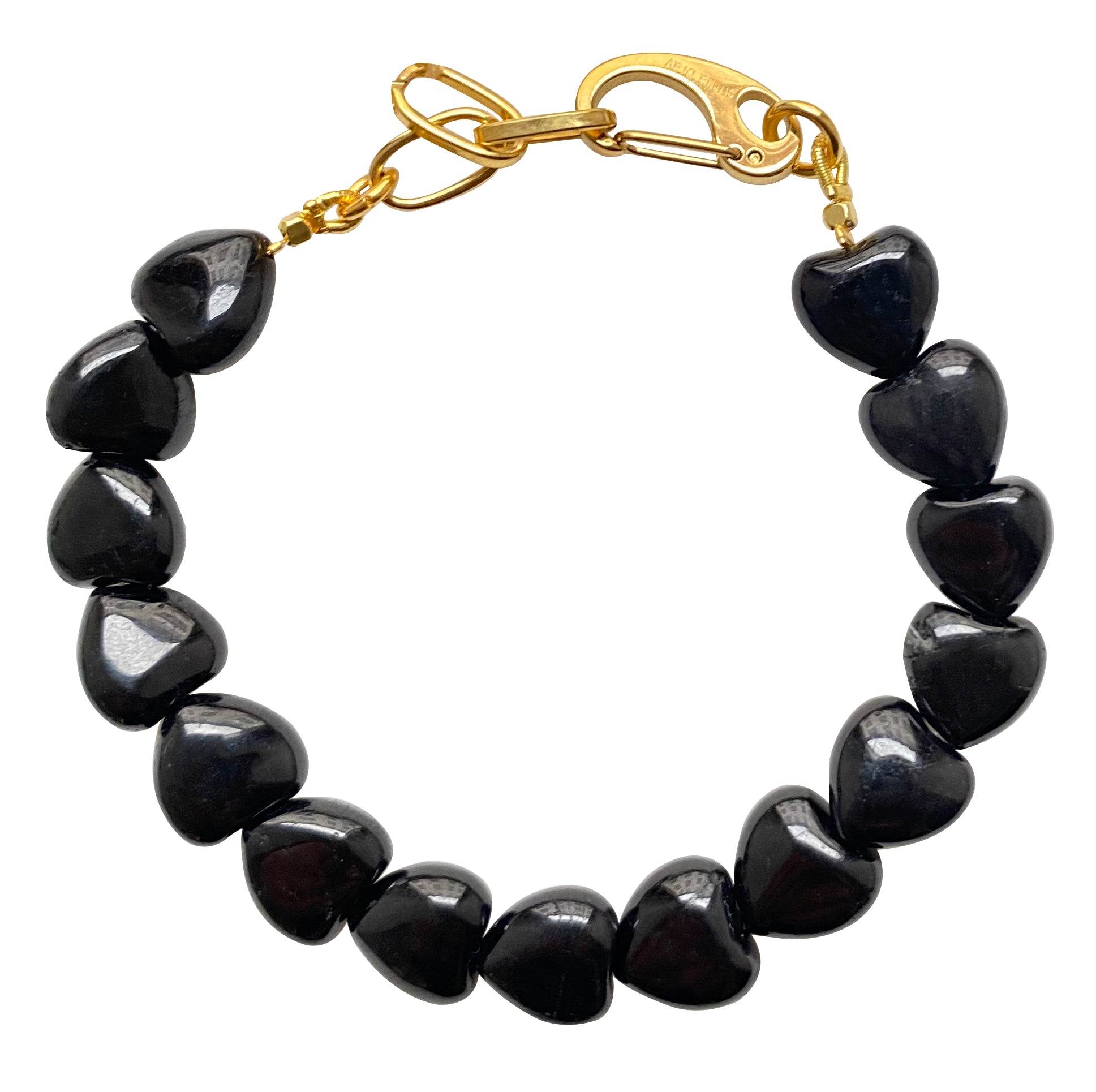 Smilla Brav Women's Gold / Black Black Tourmaline Heart Bracelet