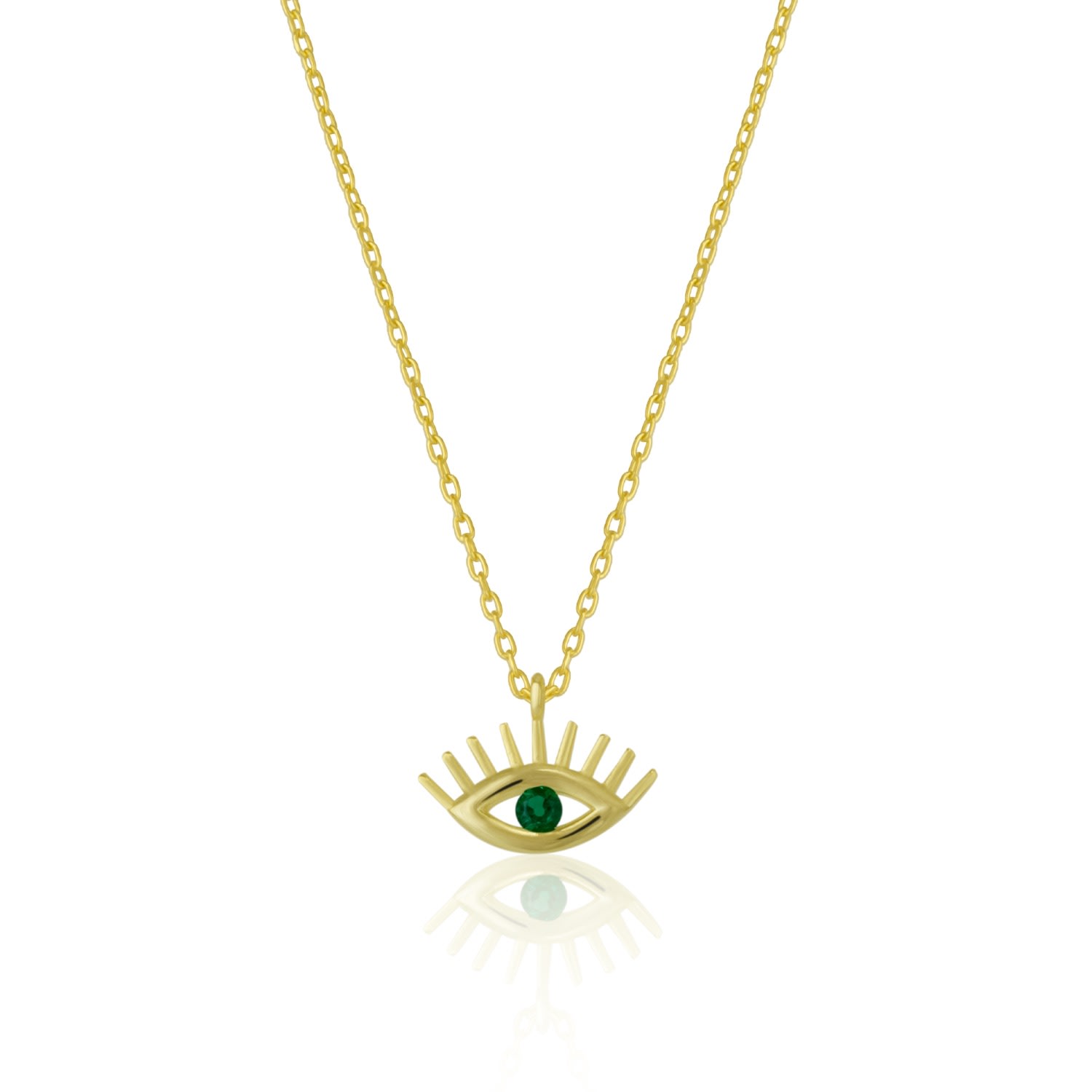 Spero London Women's Gold / Green Green Eye Evil Eye Sterling Silver Necklace In Multi