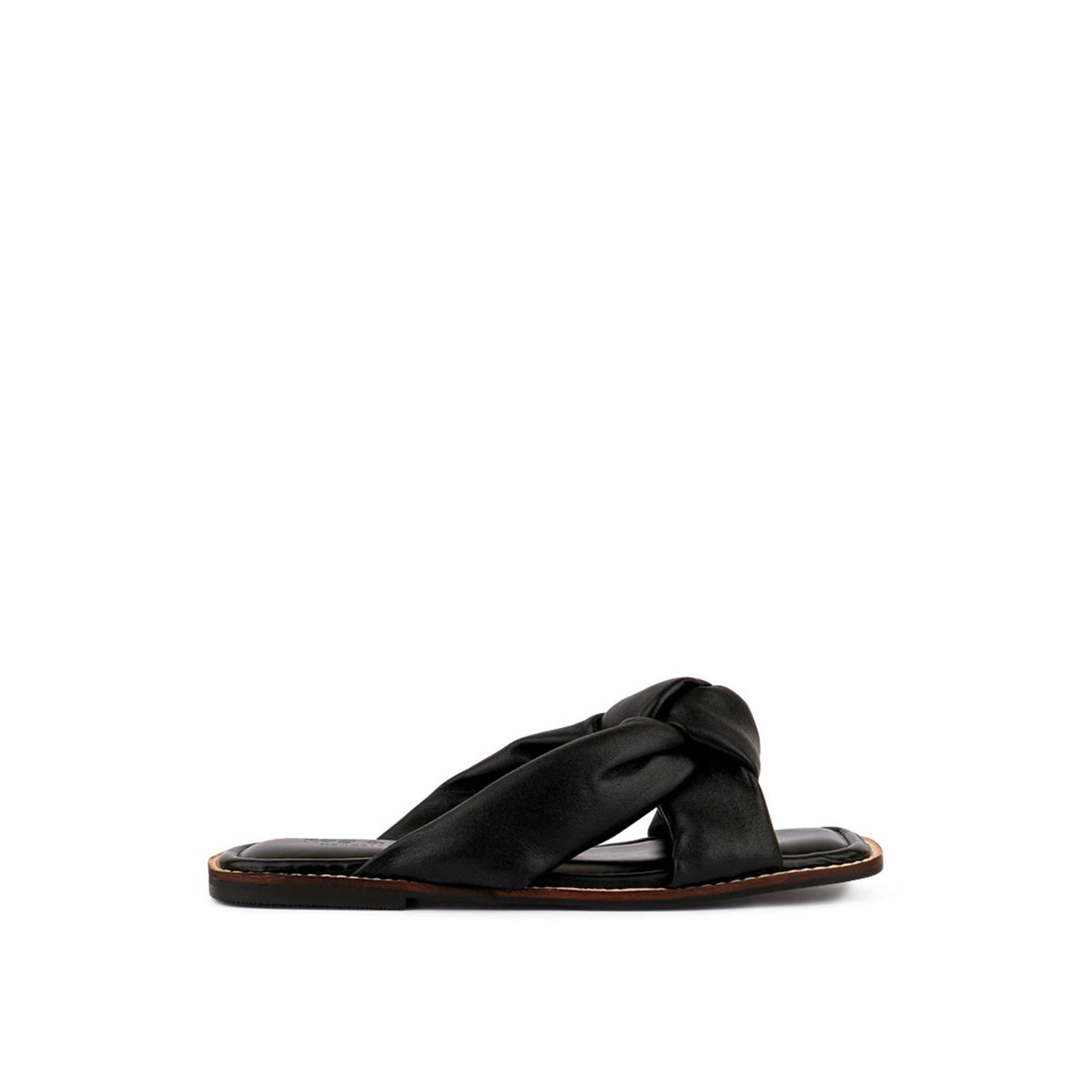 Rag & Co Chubs Black Puffy Strap Sliders Flat In Black