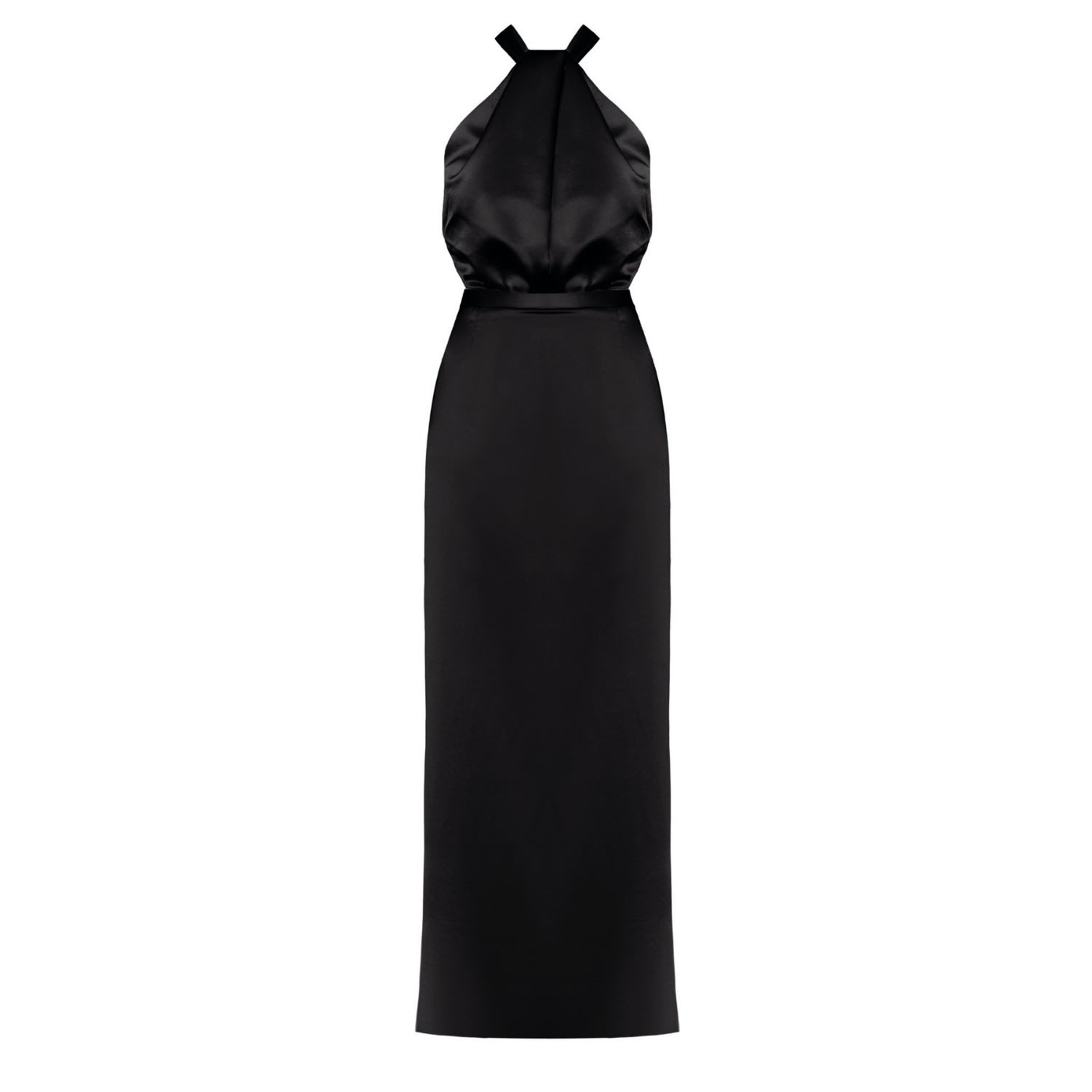 Undress Women's Elona Halter Neckline Black Satin Evening Gown In Black