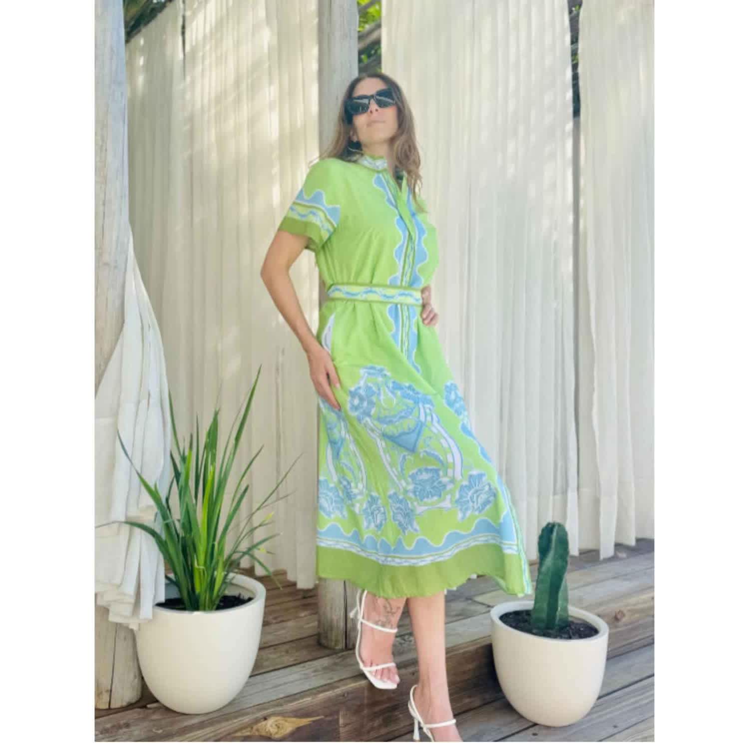 scalloped shirt dress Karen Millen Cotton Broderie Scalloped Hem Sleeveless Shirt Dress in Blue