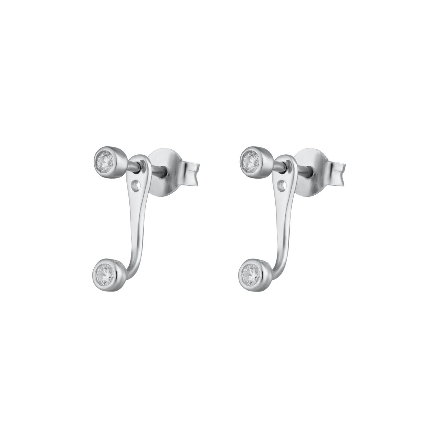 Scream Pretty Women's Silver Sparkle Dot Ear Jacket Stud Earrings