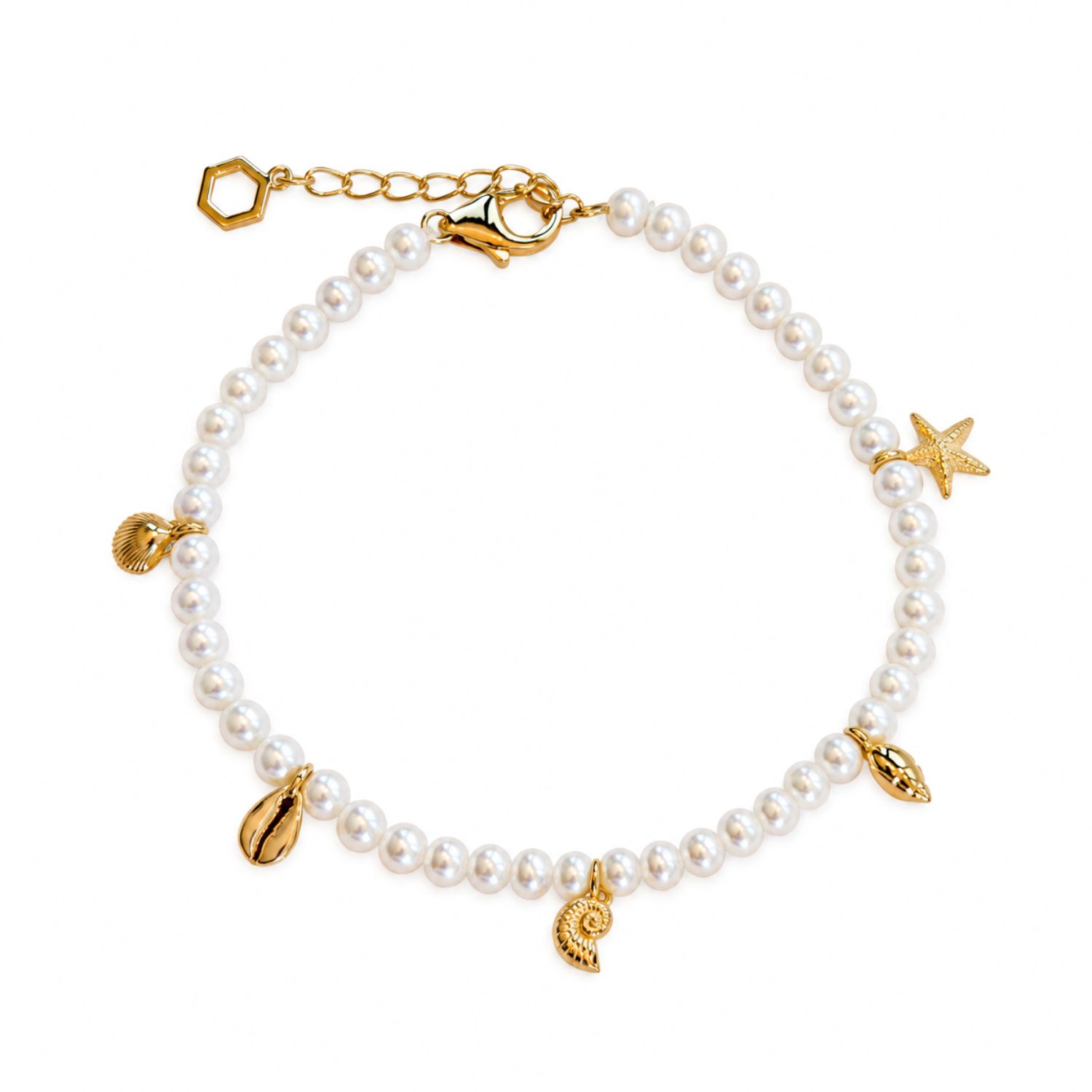Women's Ocean Shell Pearl Bracelet Gold | Cier