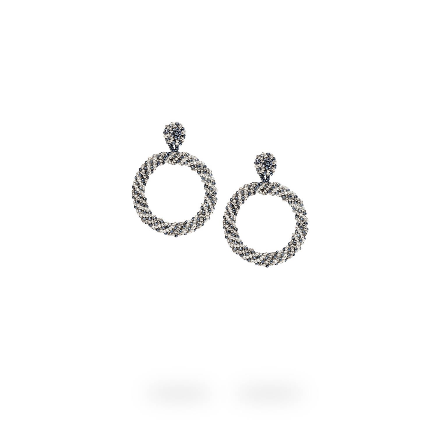Kuu Women's Silver / Grey Hoop Earrings - Grey, Platinum, Silver In Gray