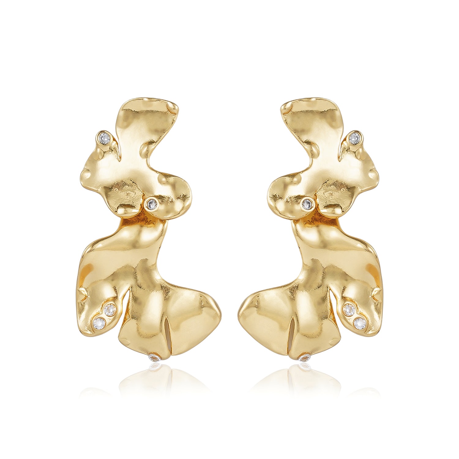 Rare Matters Jewelry Women's Gold Mini Organic Foliage Earrings