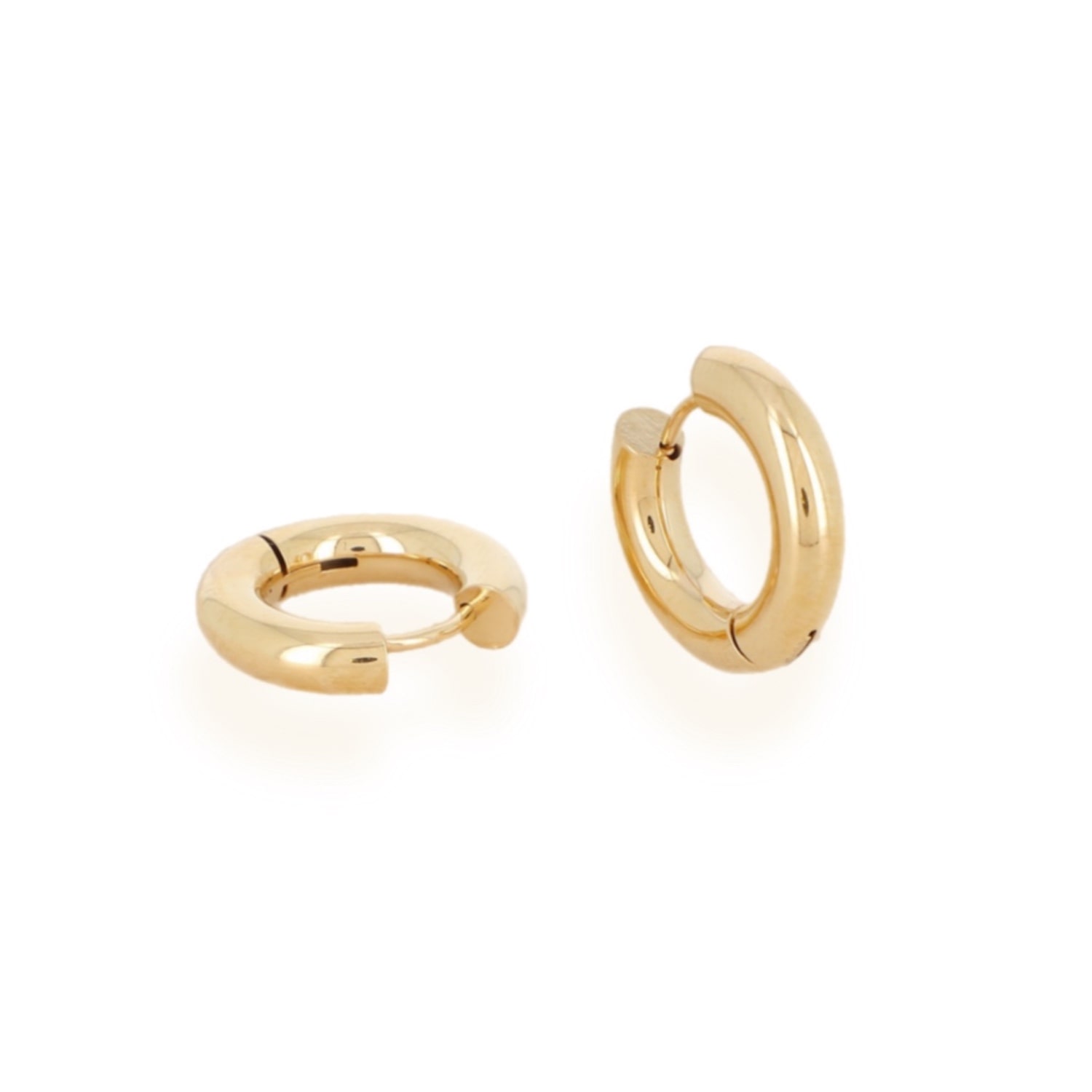 Women's Bryn Huggie Gold Classic Hoops, Lightweight & Tarnish Free Gold | Divine Aria