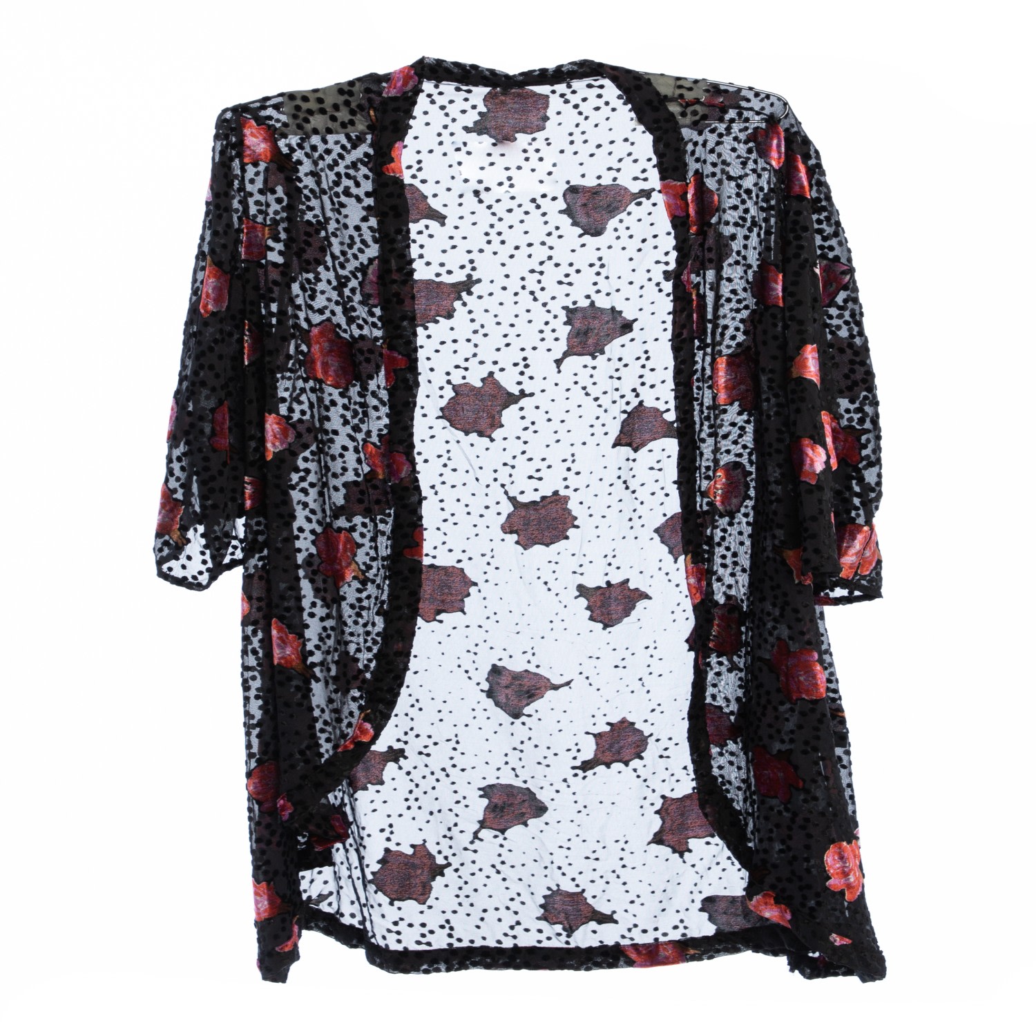 Saachi Women's Black Velvet Rose Kimono In Black