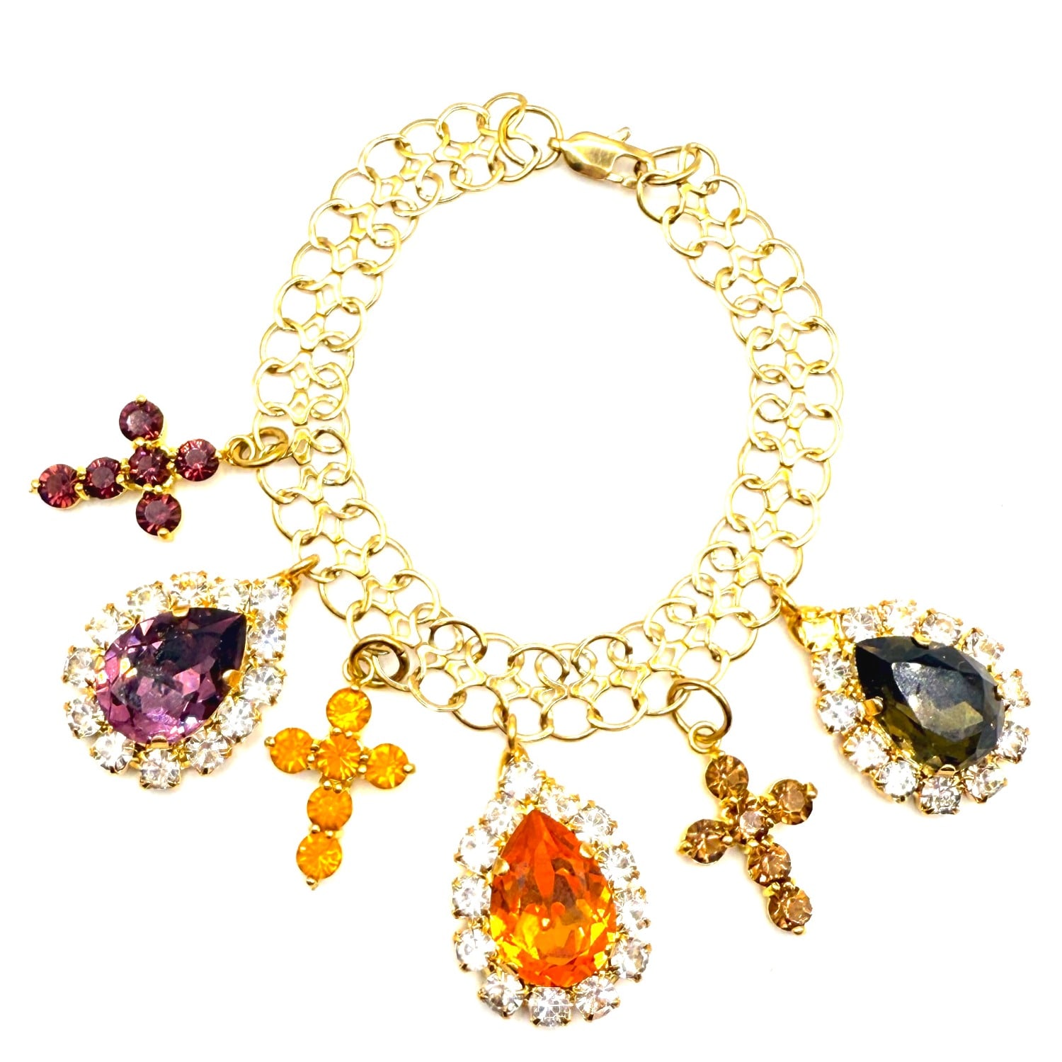 Women's Neutrals / Gold Elegant Drop Crystal Charm Bracelt | Achala Handcrafted