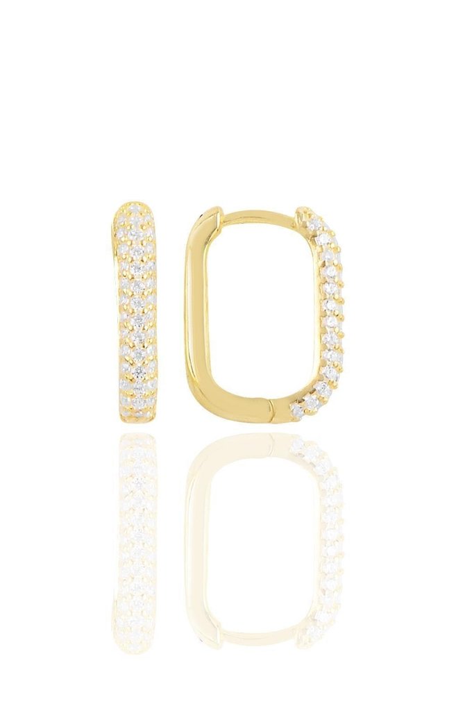 By Eda Dogan Women's Gold Pave Rectangular Huggie Earring Silver In Gold