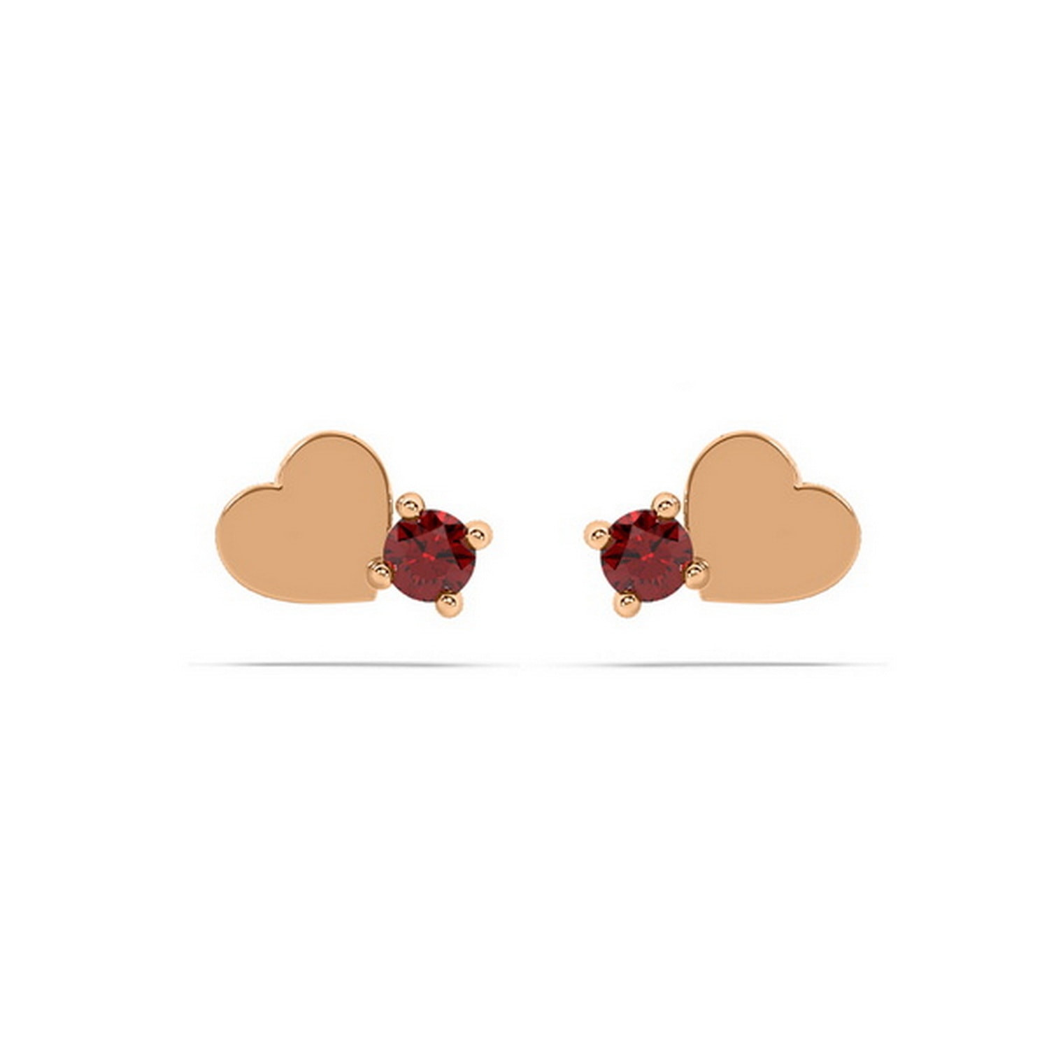 Women's Ruby Heart Studs - Rose Gold | Oni