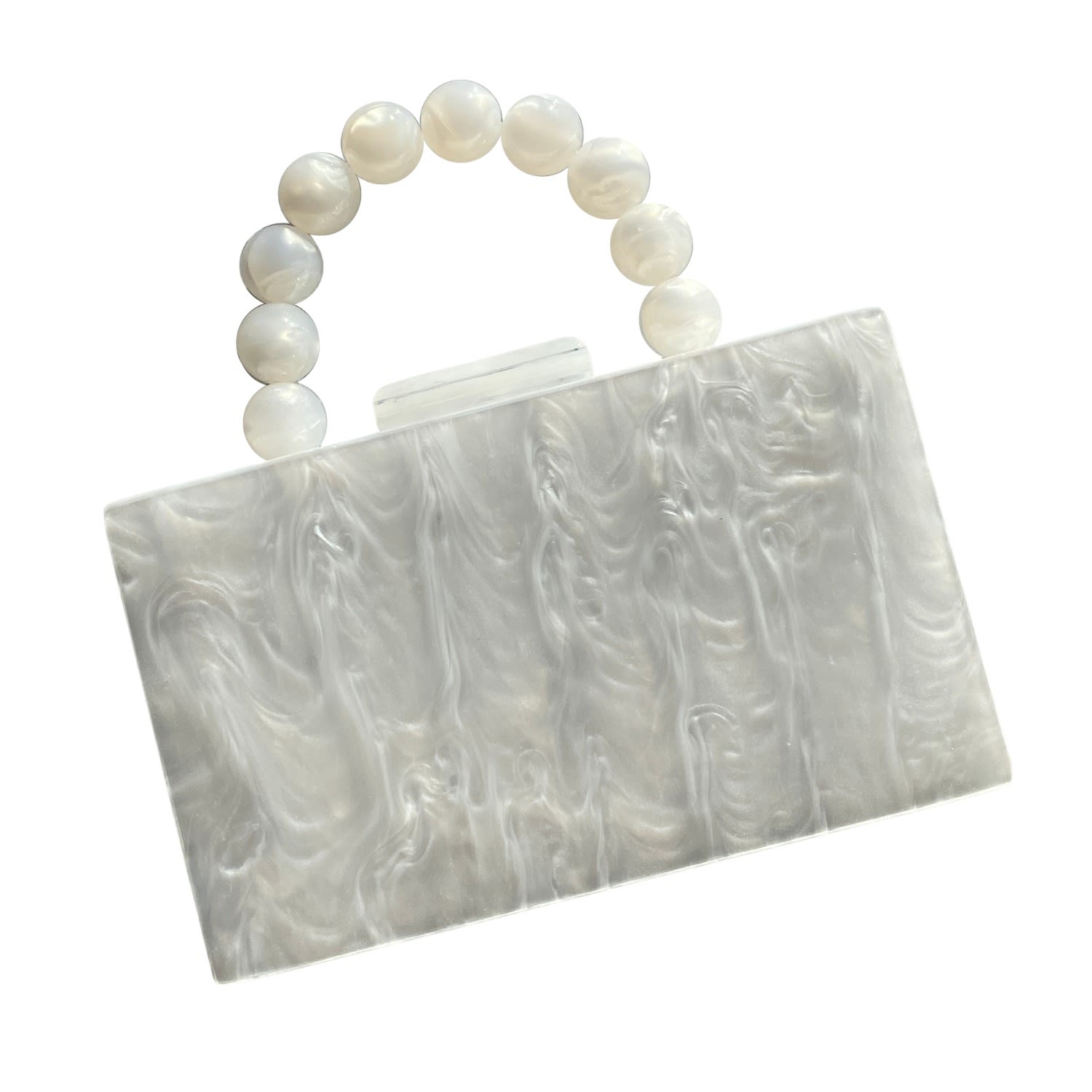 Women’s Acrylic Party Box Purse In Pearly White With Beaded Handle One Size Closet Rehab