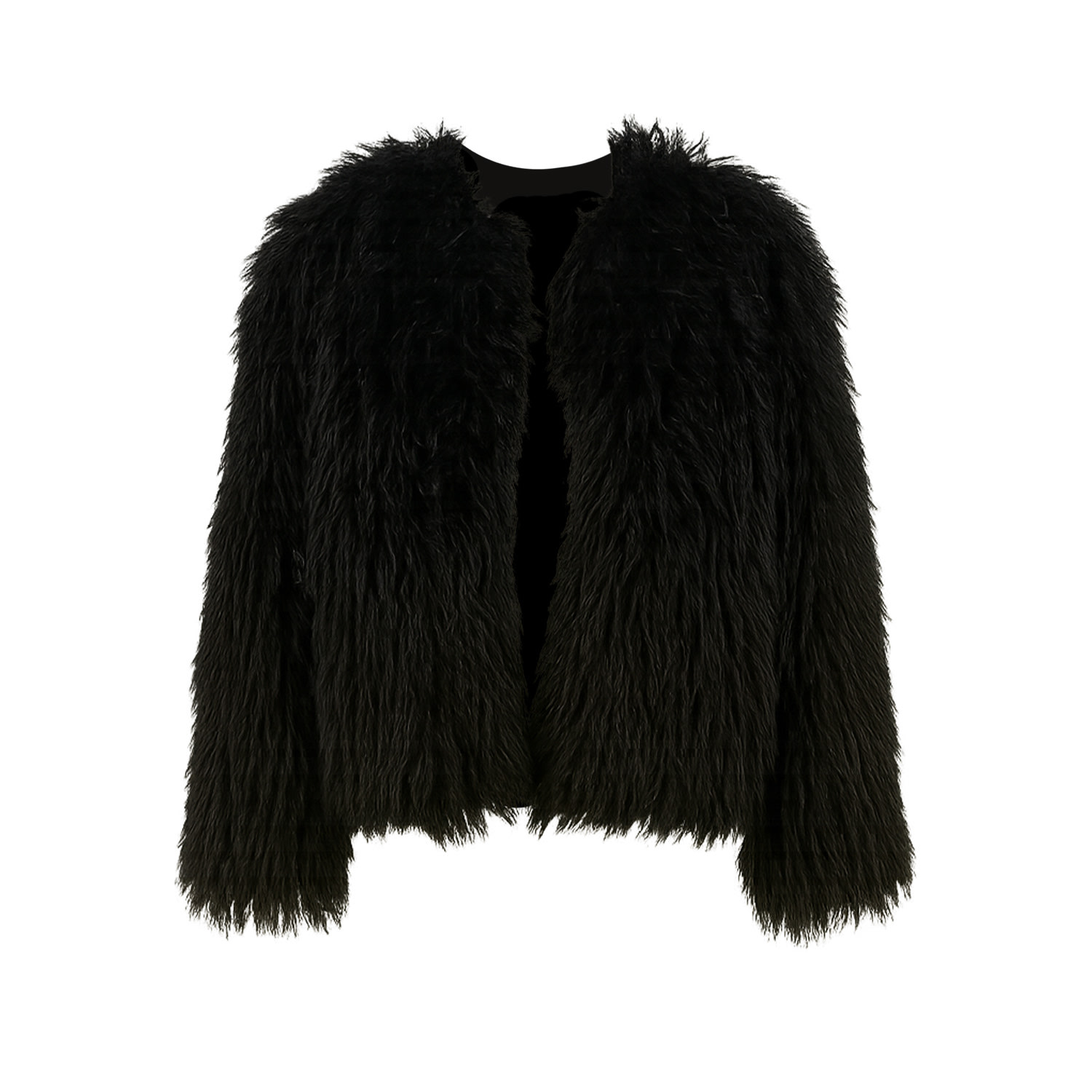 Yumi Women's  Black Luxe Fluffy Faux Fur Coat In Black