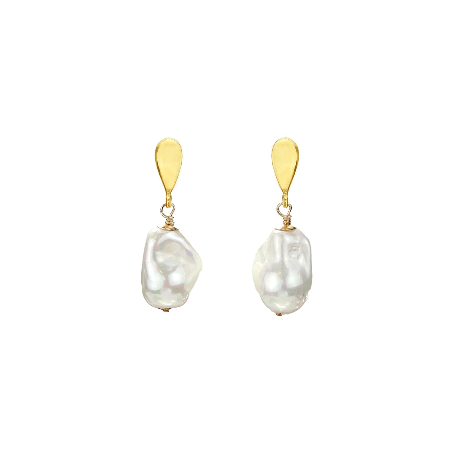 Mounir London Women's Gold / Neutrals / White Shell Pearl Drop Earrings