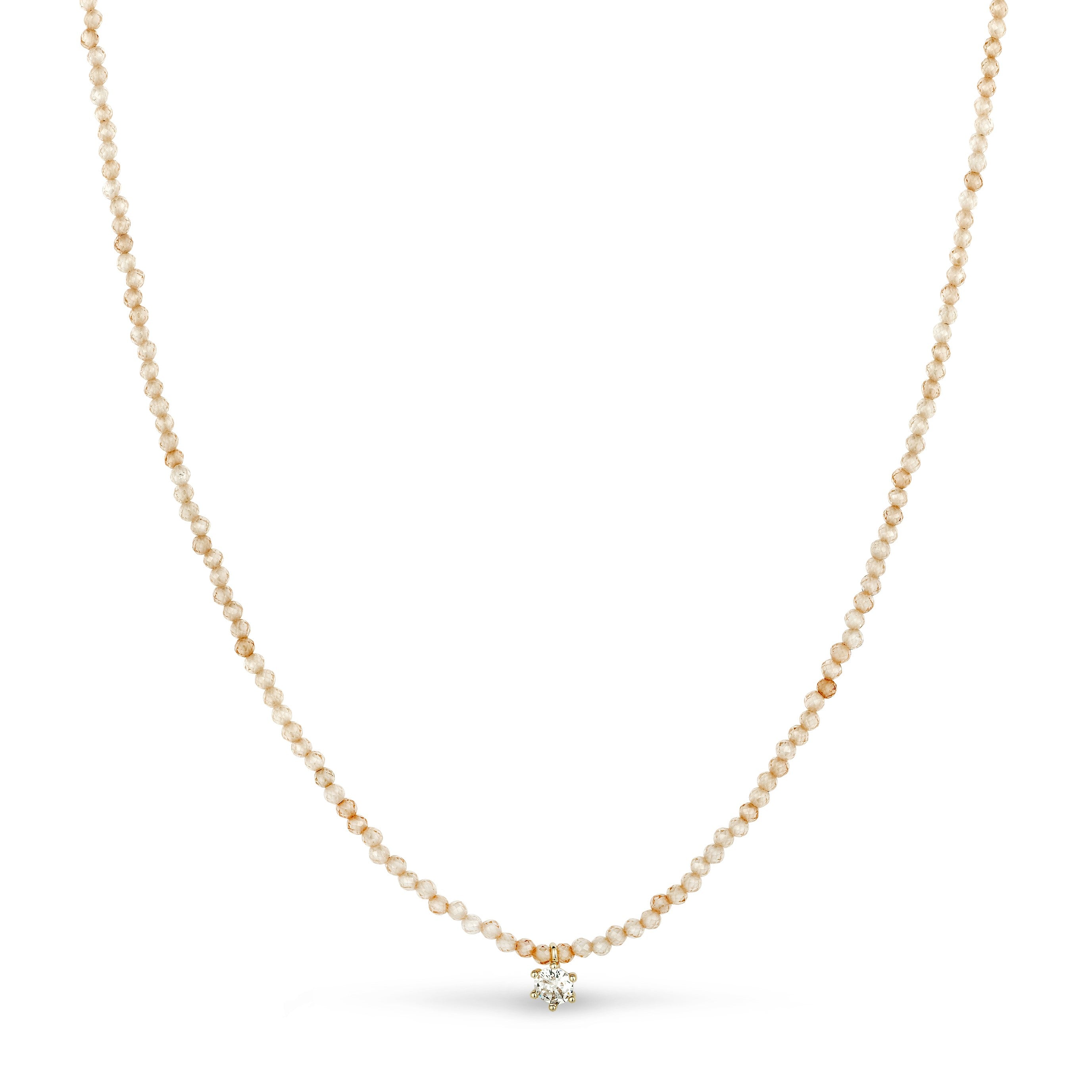 Gold Trip Women's Neutrals / Gold / Yellow Beaded Peach Crystal Necklace In Gold