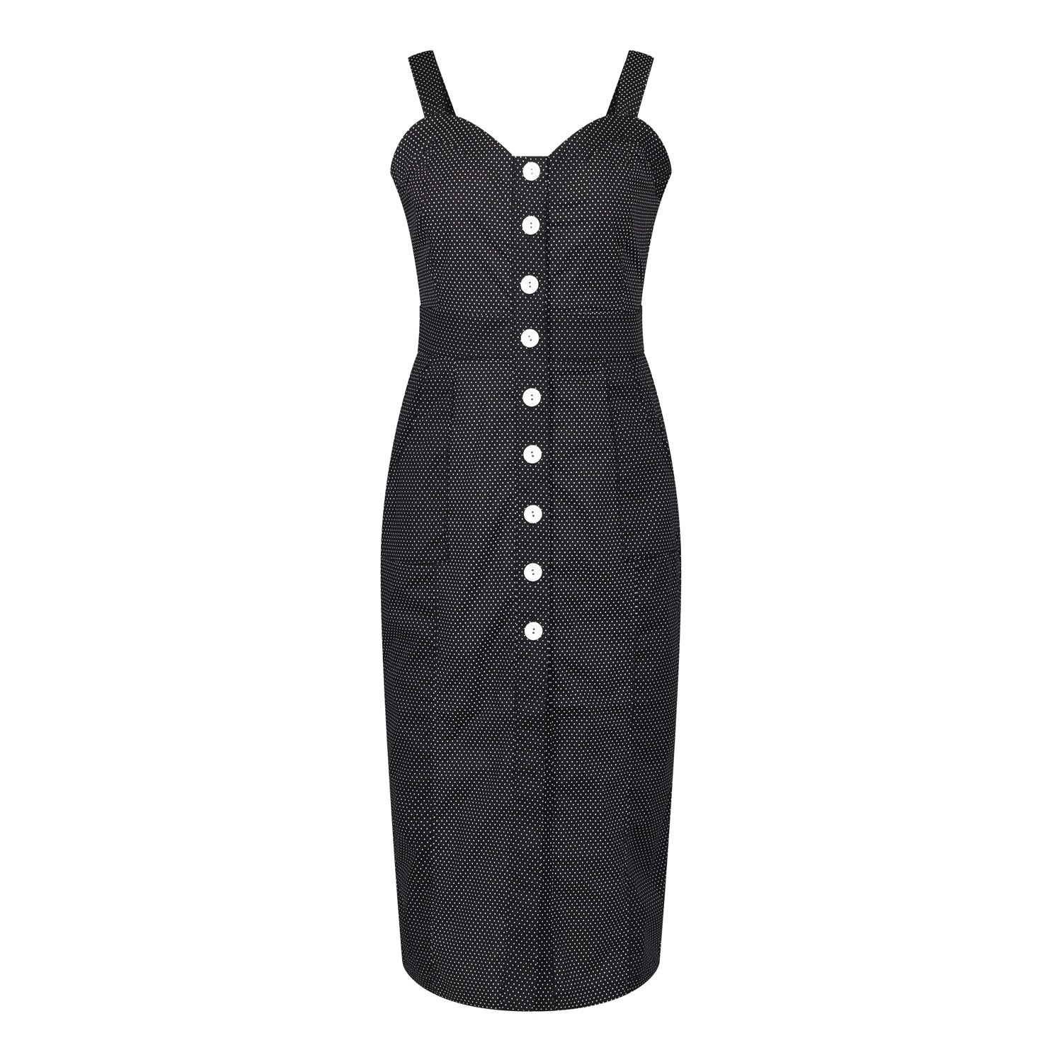 Shop Deer You Women's Queenie Quintessential Sweetheart High Waisted Dress In Black Pin Spot