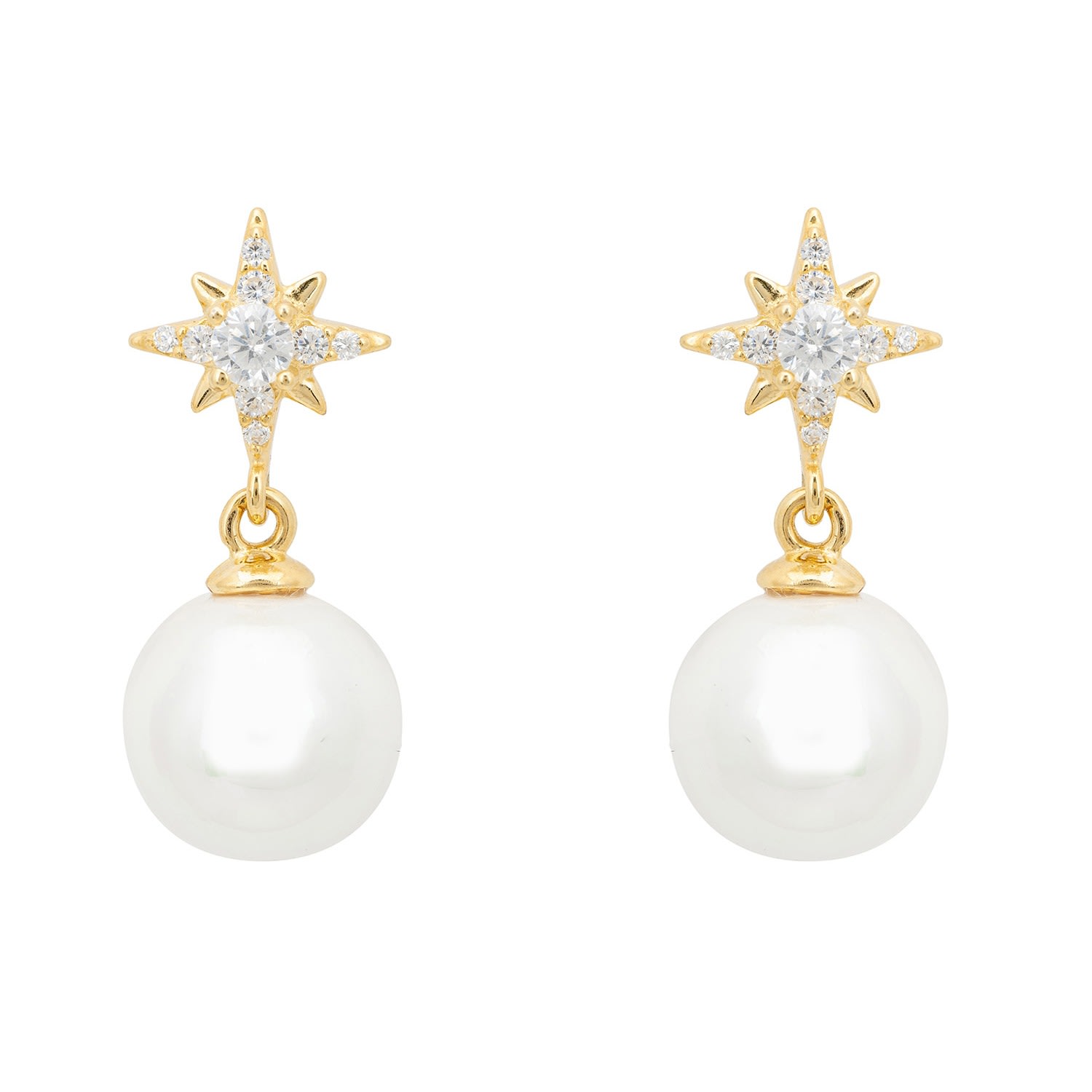 Women’s White / Gold Polaris North Star Pearl Earrings Gold Latelita
