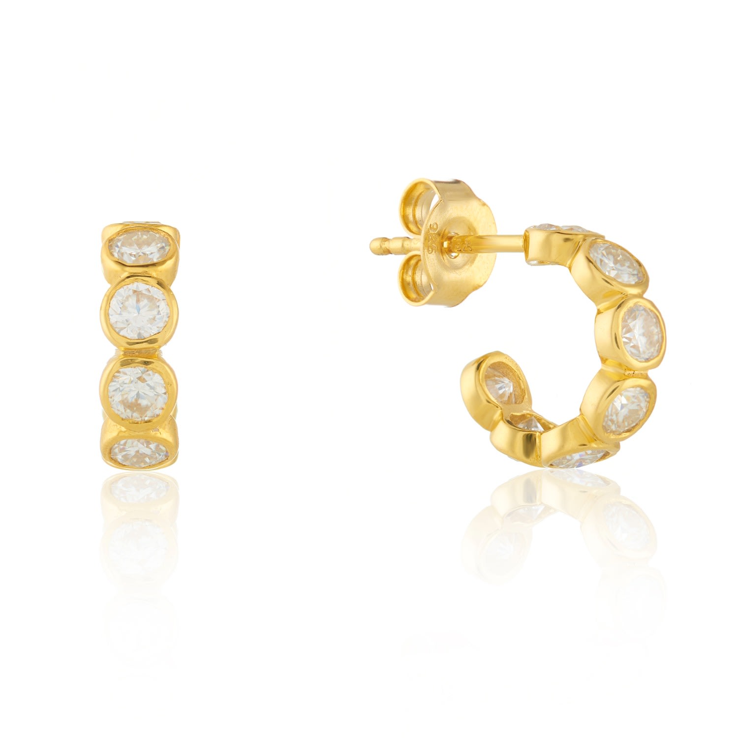 Women’s White Ortigia Mini Moissanite & Gold Vermeil Hoop Earrings Auree Jewellery