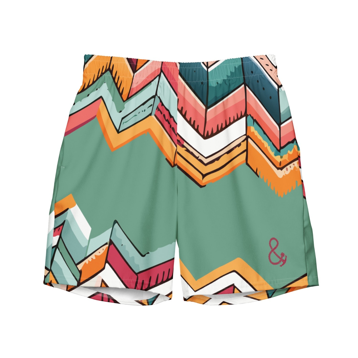 Anchor & Crew Green Vibrant Motif Pattern Recycled Fabric Swim Shorts - Men In Green