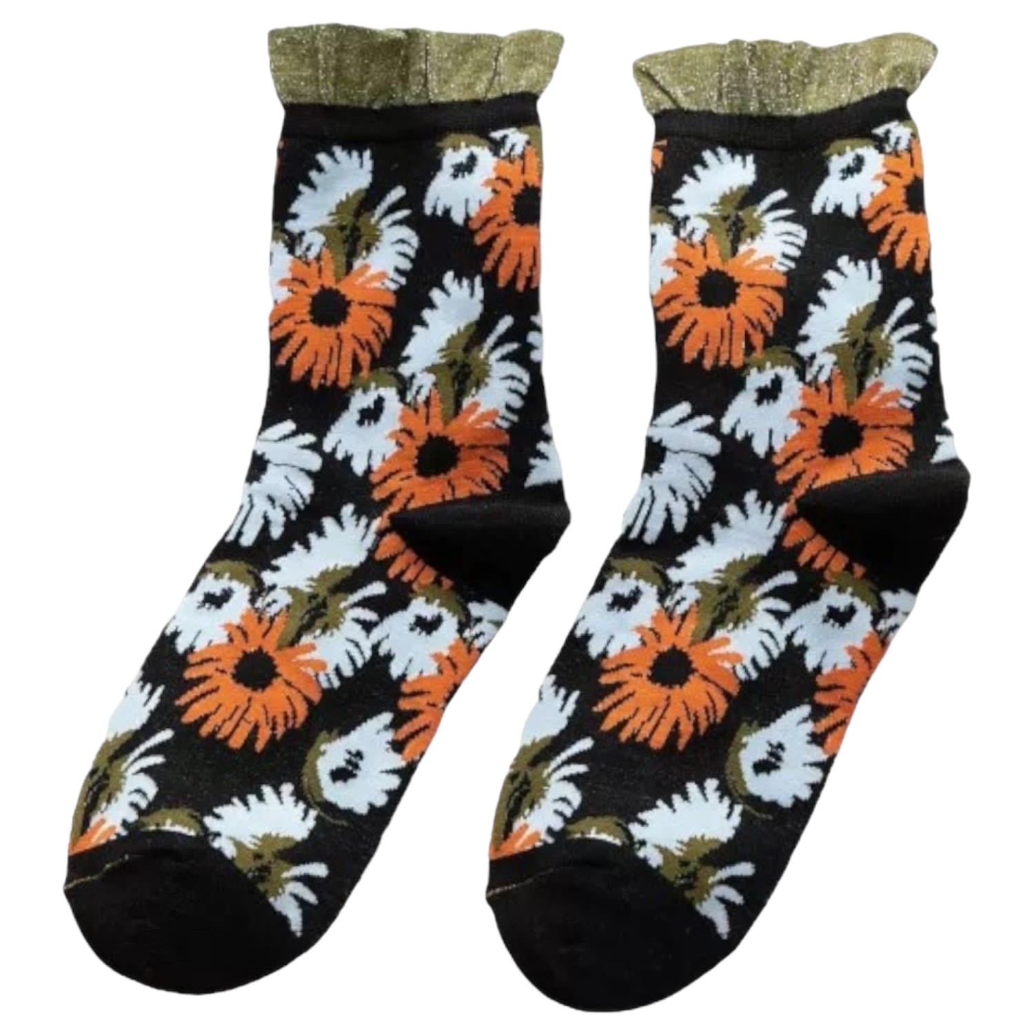 High Heel Jungle By Kathryn Eisman Women's Garden Party Cotton Sock - Black In Black