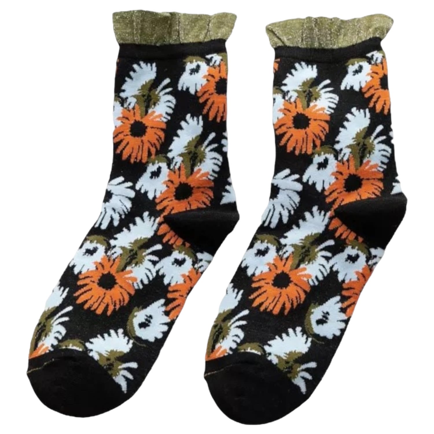 Women’s Garden Party Cotton Sock - Black One Size High Heel Jungle by Kathryn Eisman