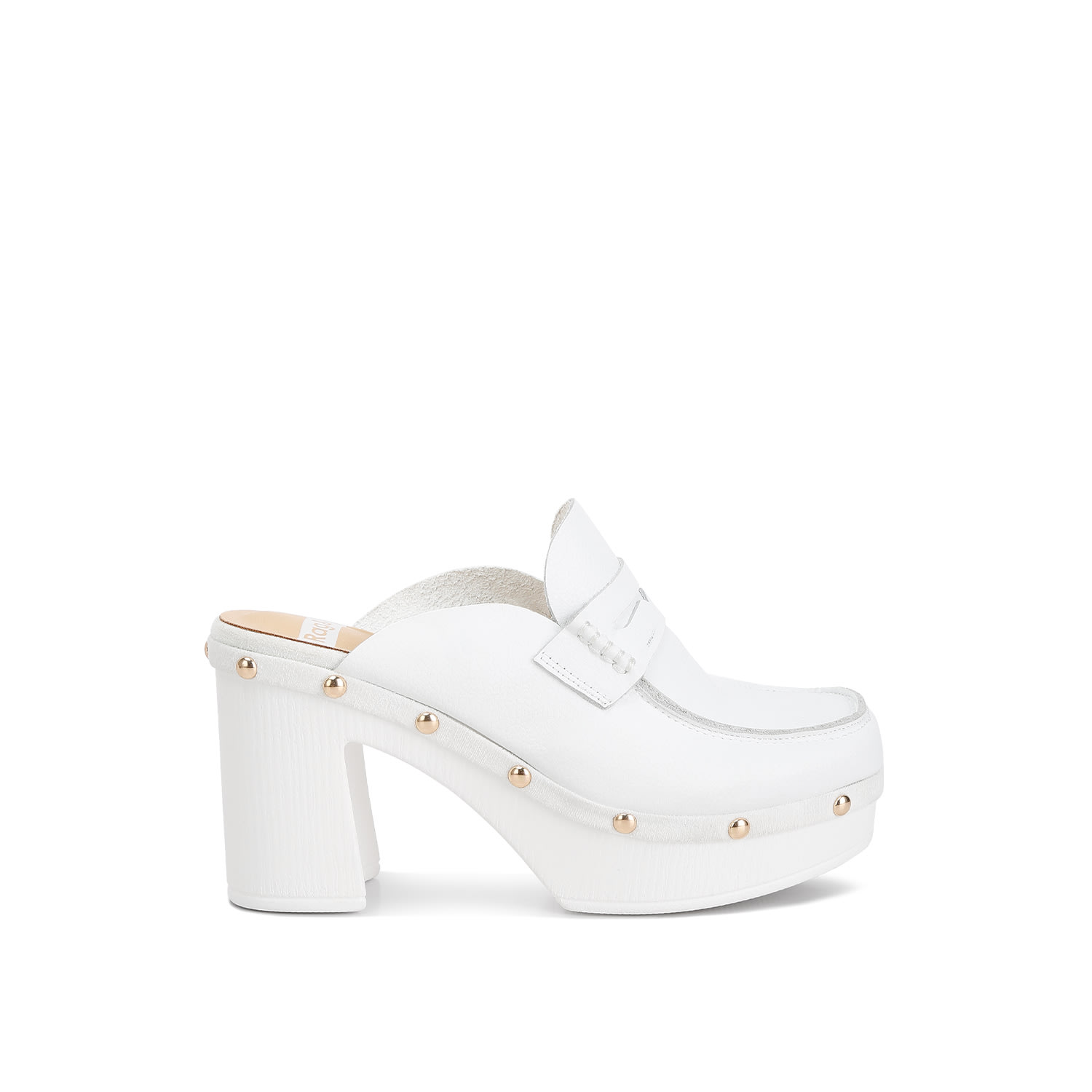 Rag & Co Lyrac Recycled Leather Platform Clogs In White In White