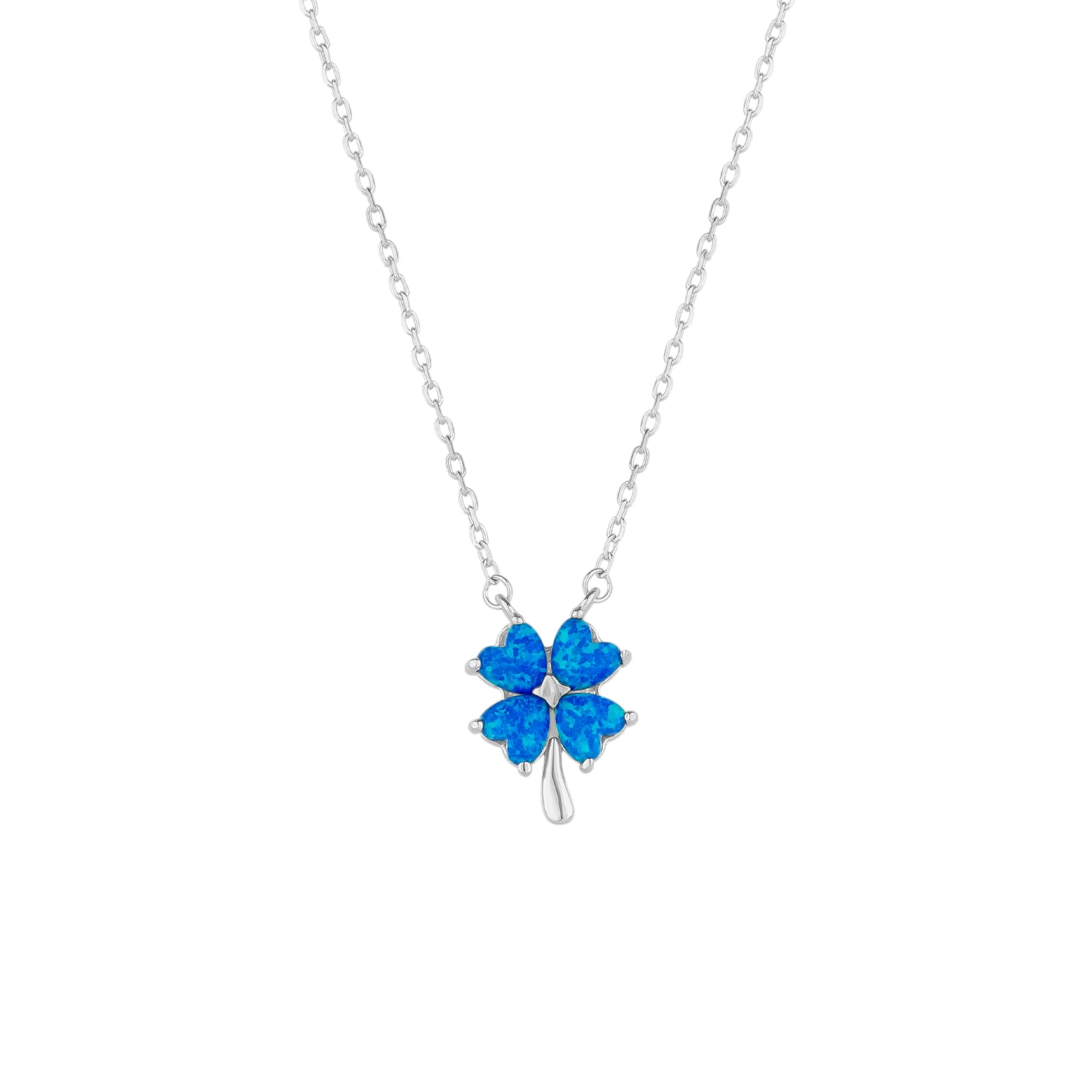 CRAFTD London ネックレス BLUE GEMSTONE CLOVER NECKLACE Blue Gemstone Clover Necklace (Silver)