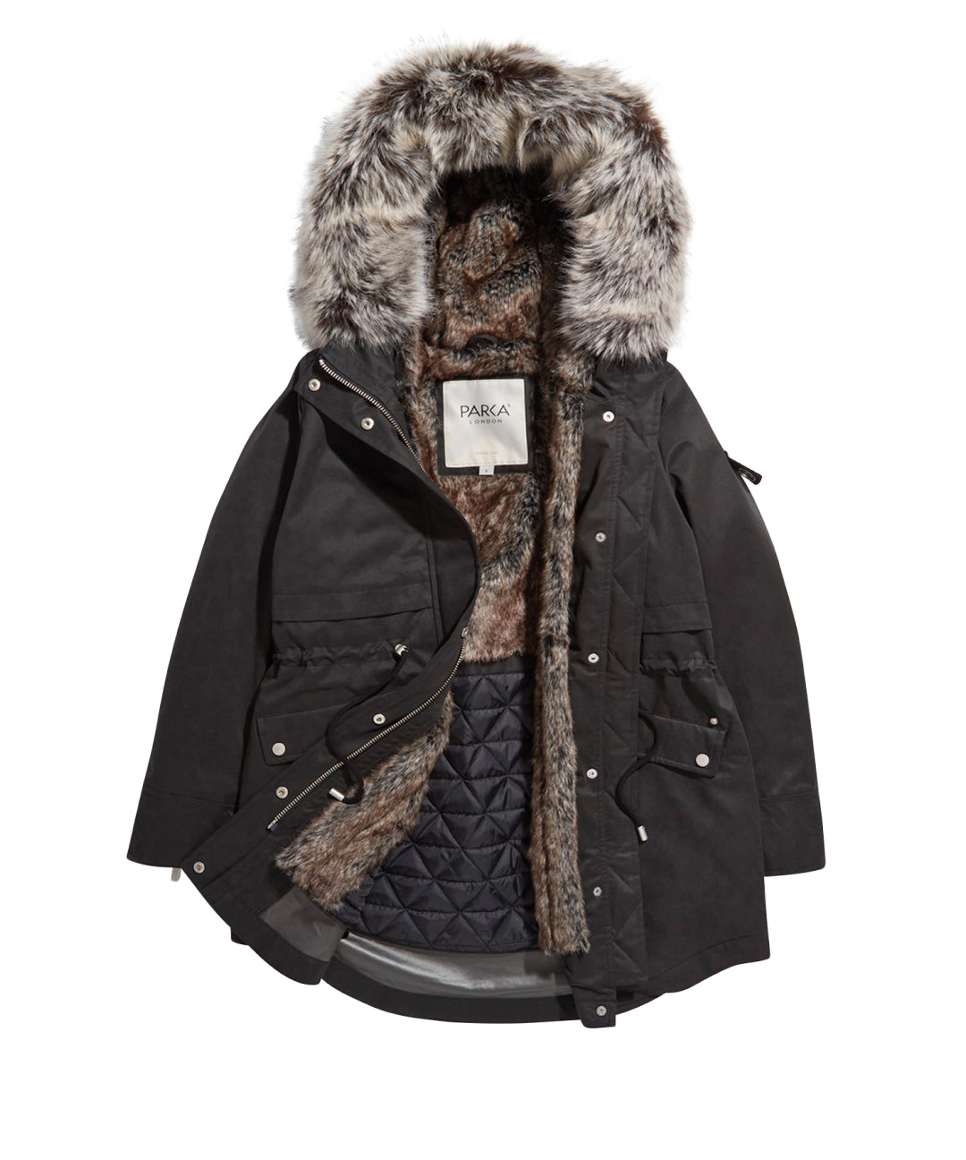 Women’s Caversham Faux Fur Parka - Black Small Parka London