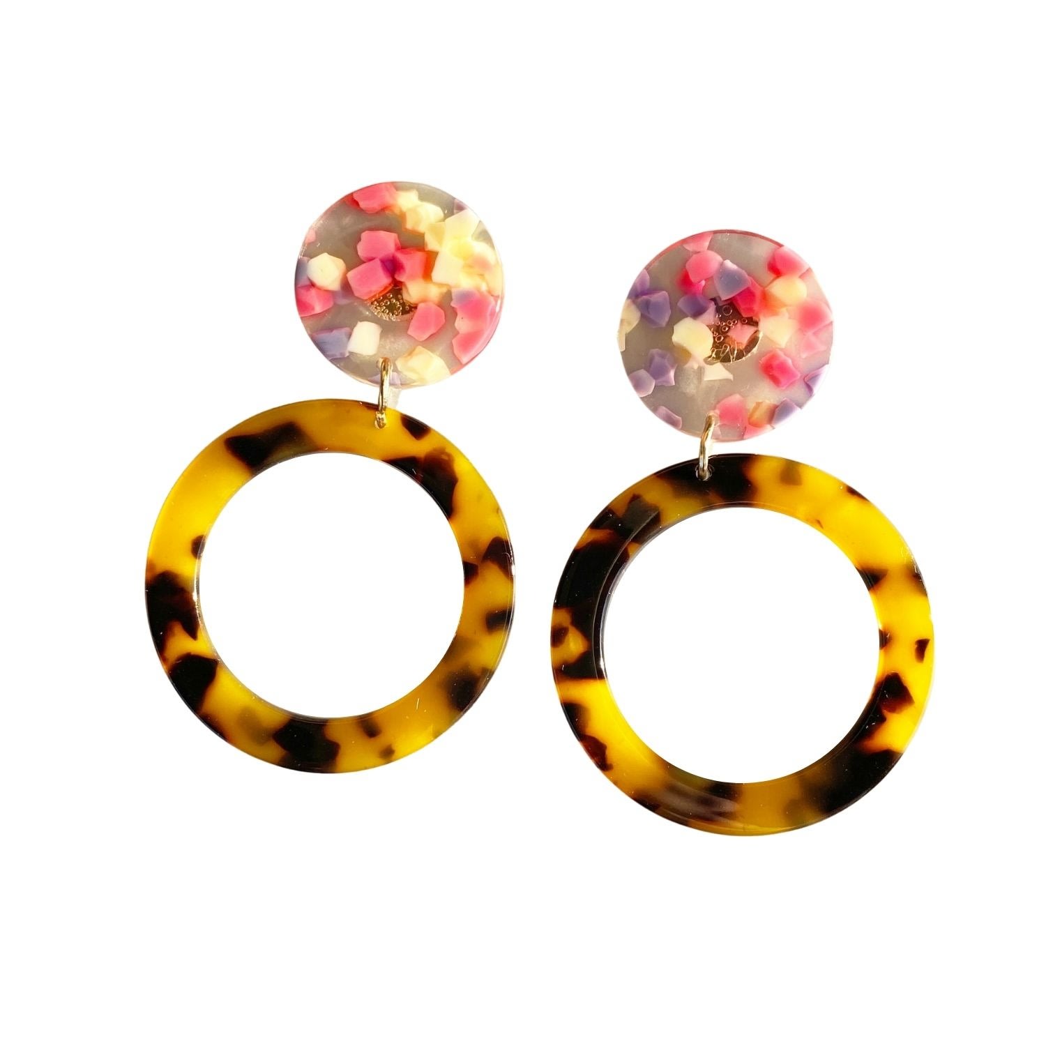 Women’s Open Circle Drop Earrings In Tortoise & Confetti Closet Rehab