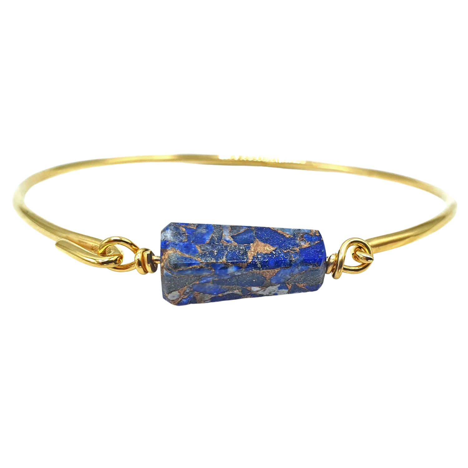 Women’s Blue / Gold Gold Vermeil Blue Lapis Lazuli Gemstone Crystal Bangle Bracelet Harfi