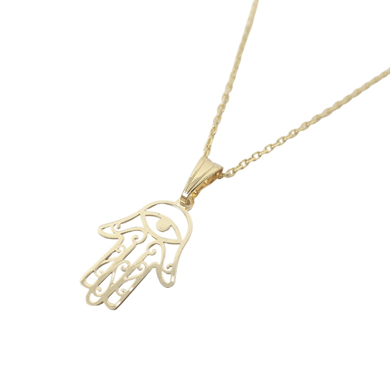 Women’s Hamsa Hand Protective Charm Gold Plated Necklace Harfi