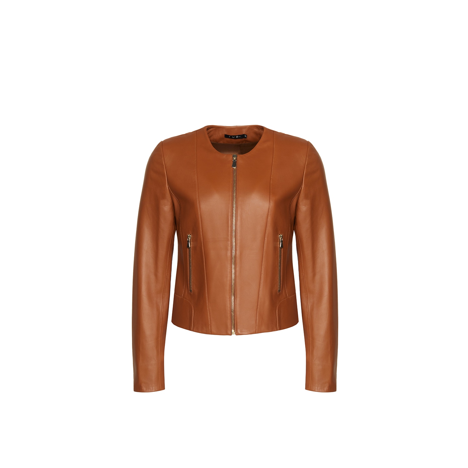 Women’s Brown Zip Detail Tan Leather Jacket Xxs Rue Les Createurs