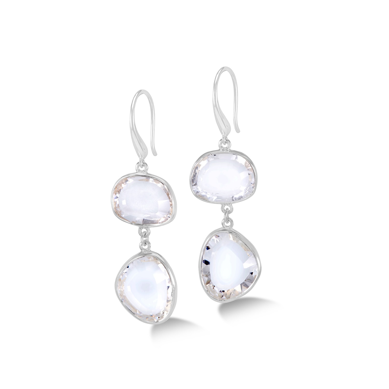 Women’s Rock Crystal Pebble Drop Earrings In Silver Dower & Hall