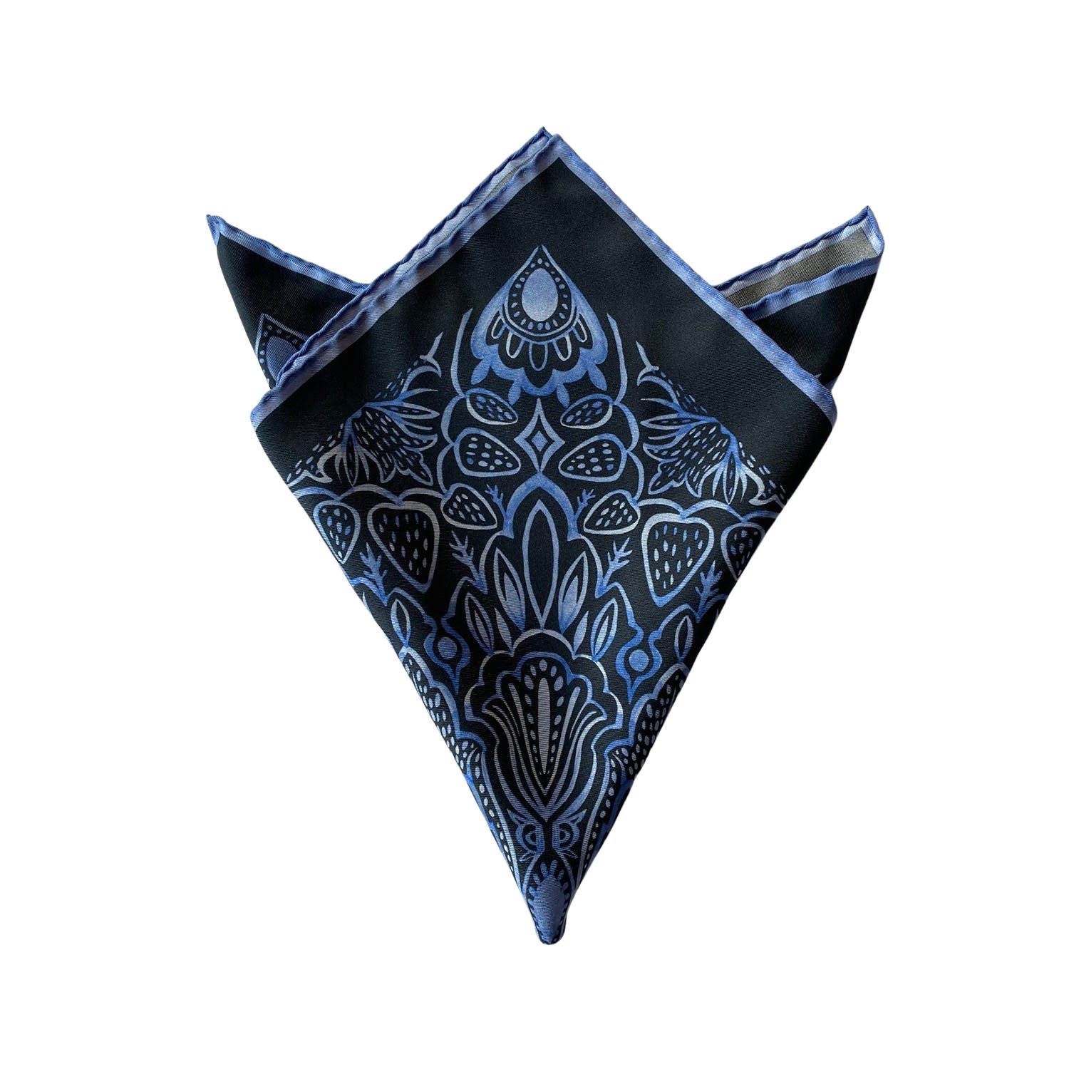 Ralufineart Men's Silk Pocket Square Asymmetric Blue In Blue