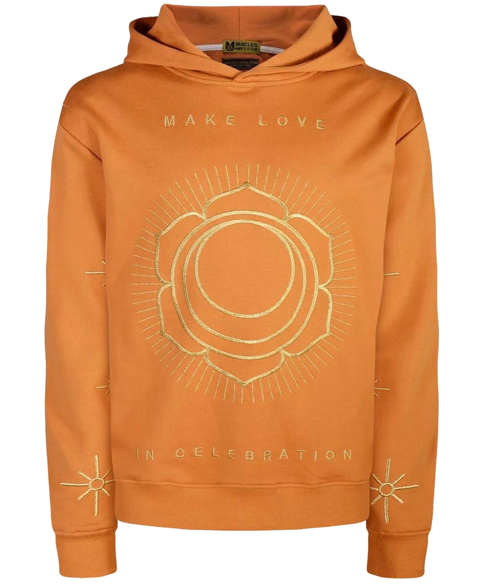 Women’s Yellow / Orange Make Love Affirmation Embroidered Hoodie - Desert Extra Large Miracles Manifester