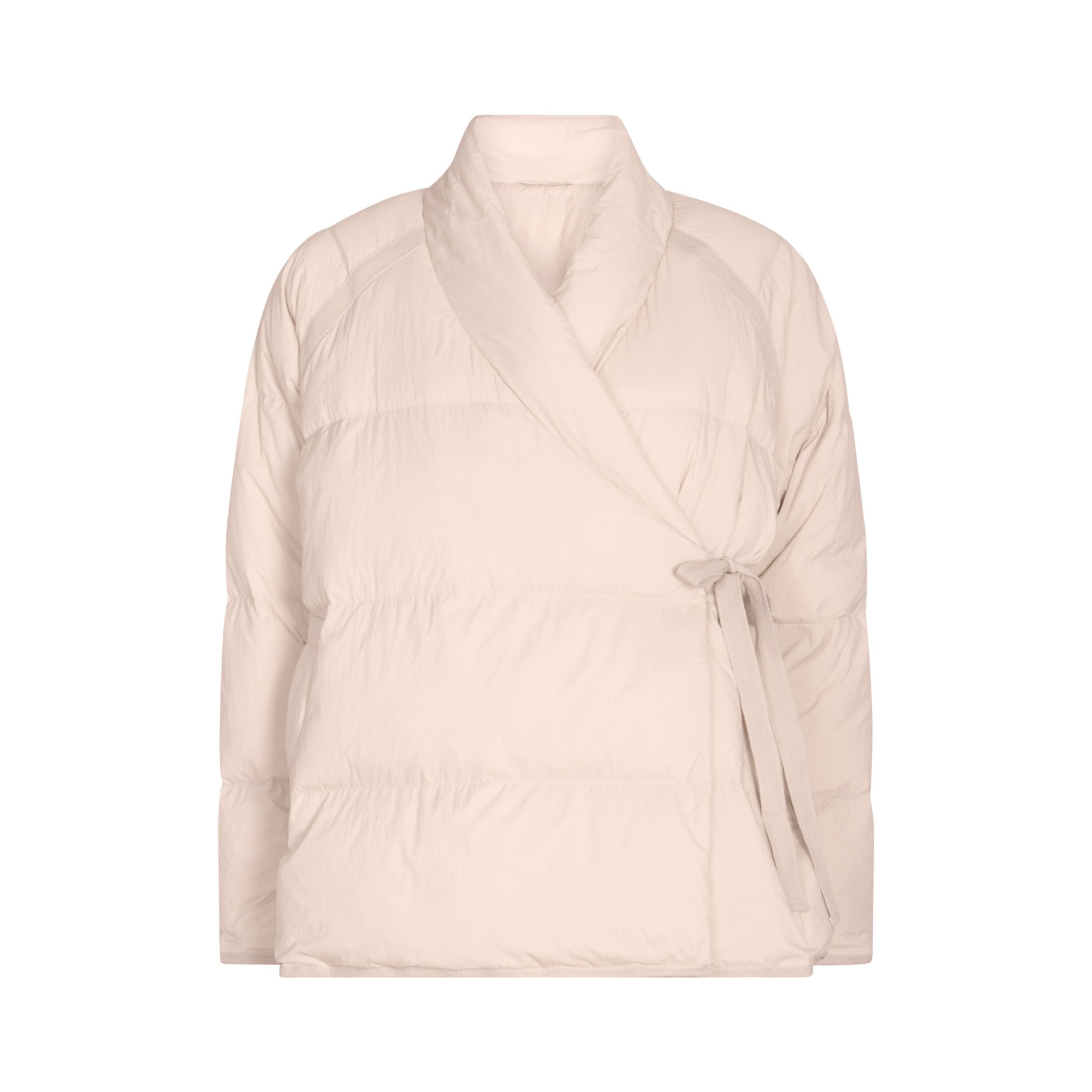 London Atelier Byproduct Women's Neutrals Beige Quilted Wrap Down Jacket In Sand