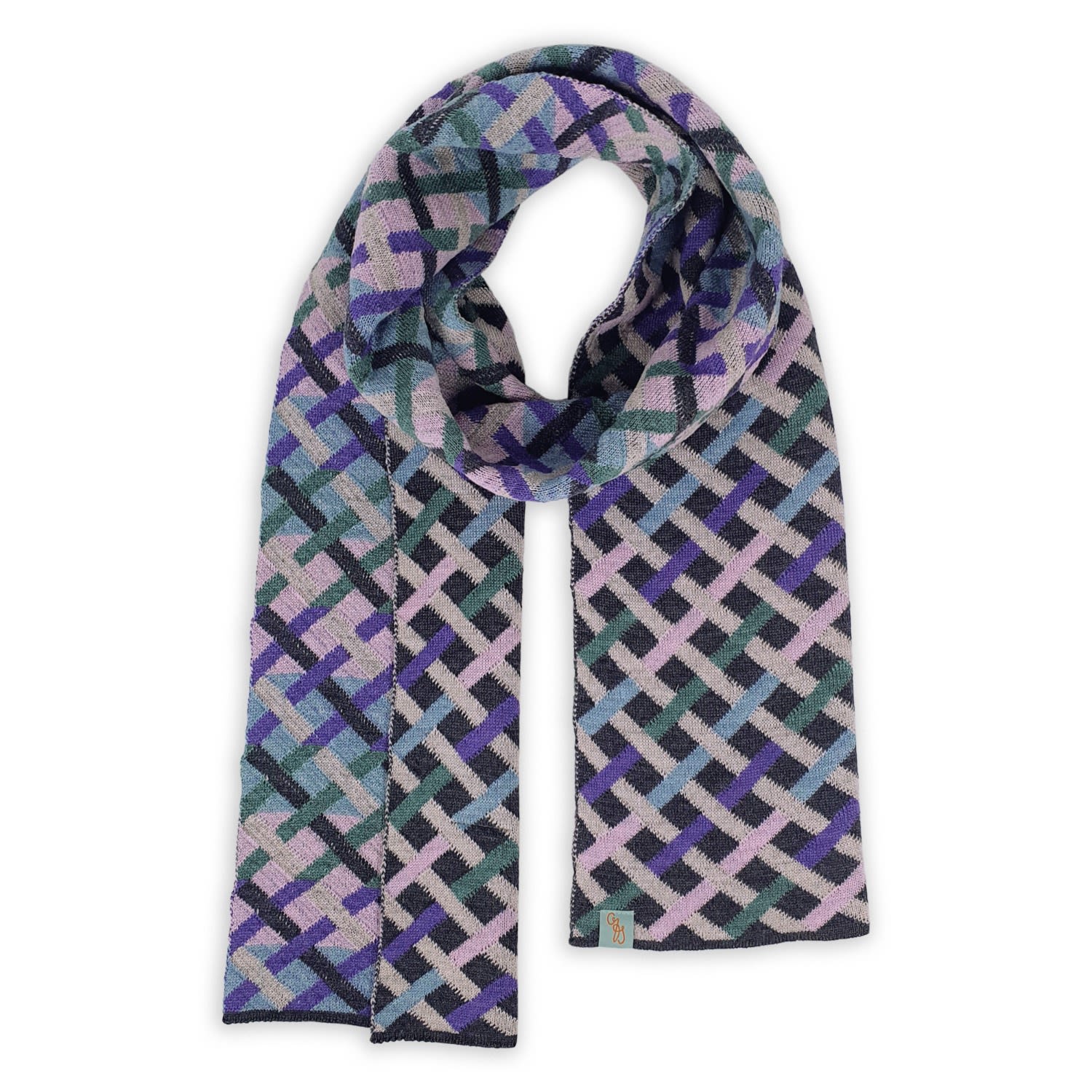 Otto & Spike Women's Grey / Blue / Pink Scarves - Threaded - Charcoal Grey, Aqua Marle In Multi
