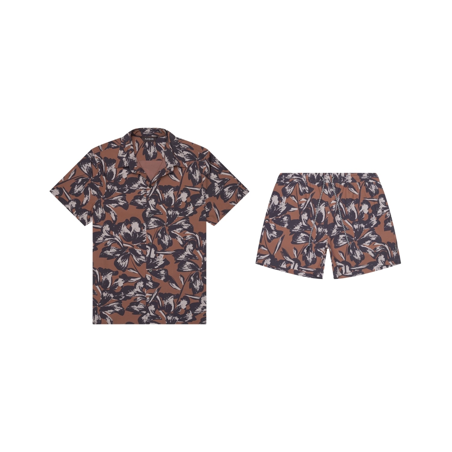 Playaluxe Men's Brown Todos Santos Cabana Set Tobacco Flower In Brown/black