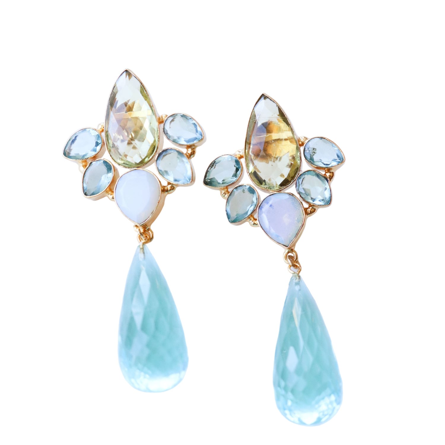 Taylor Reese Women's Gold / Blue The April Gemstone Earrings In Multi