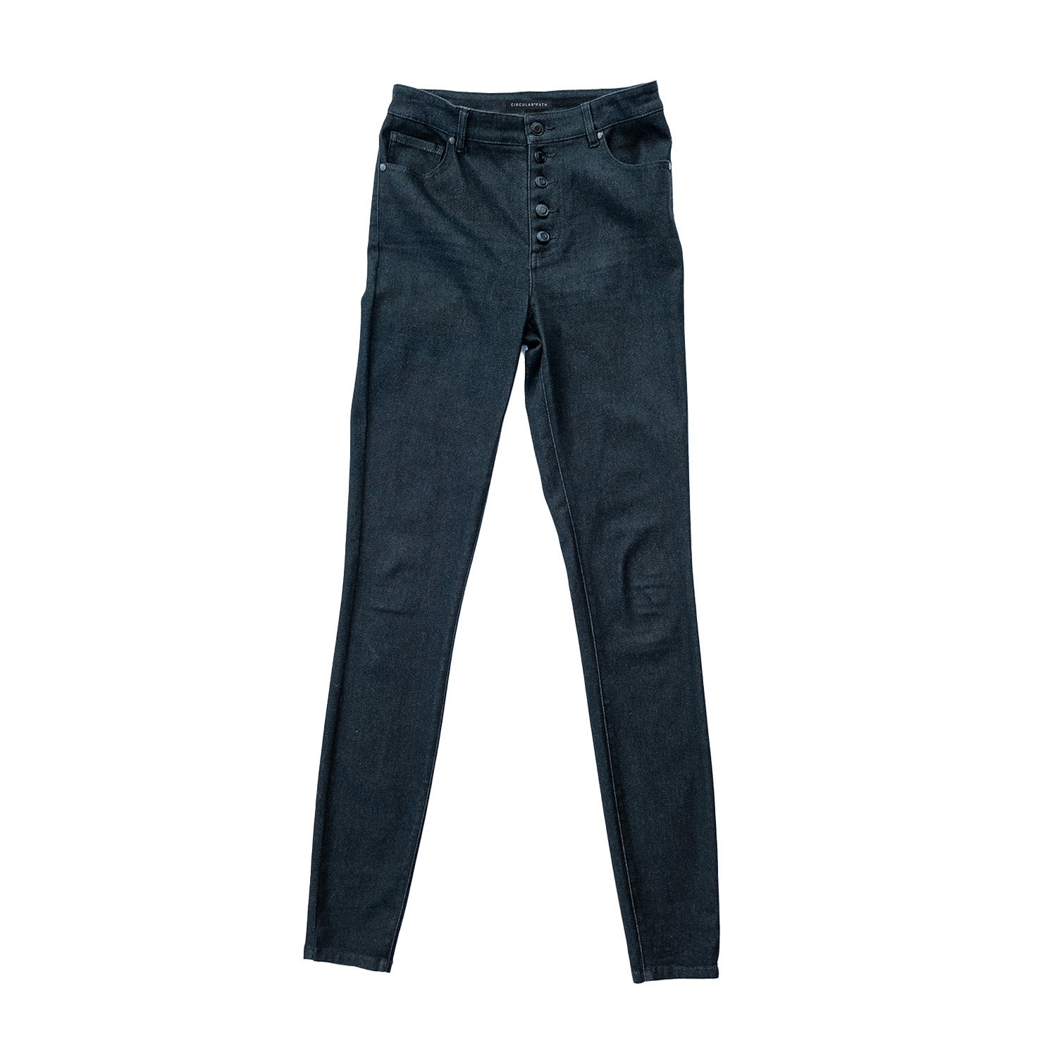 Circular Path Black Button Fly Skinny Jean
