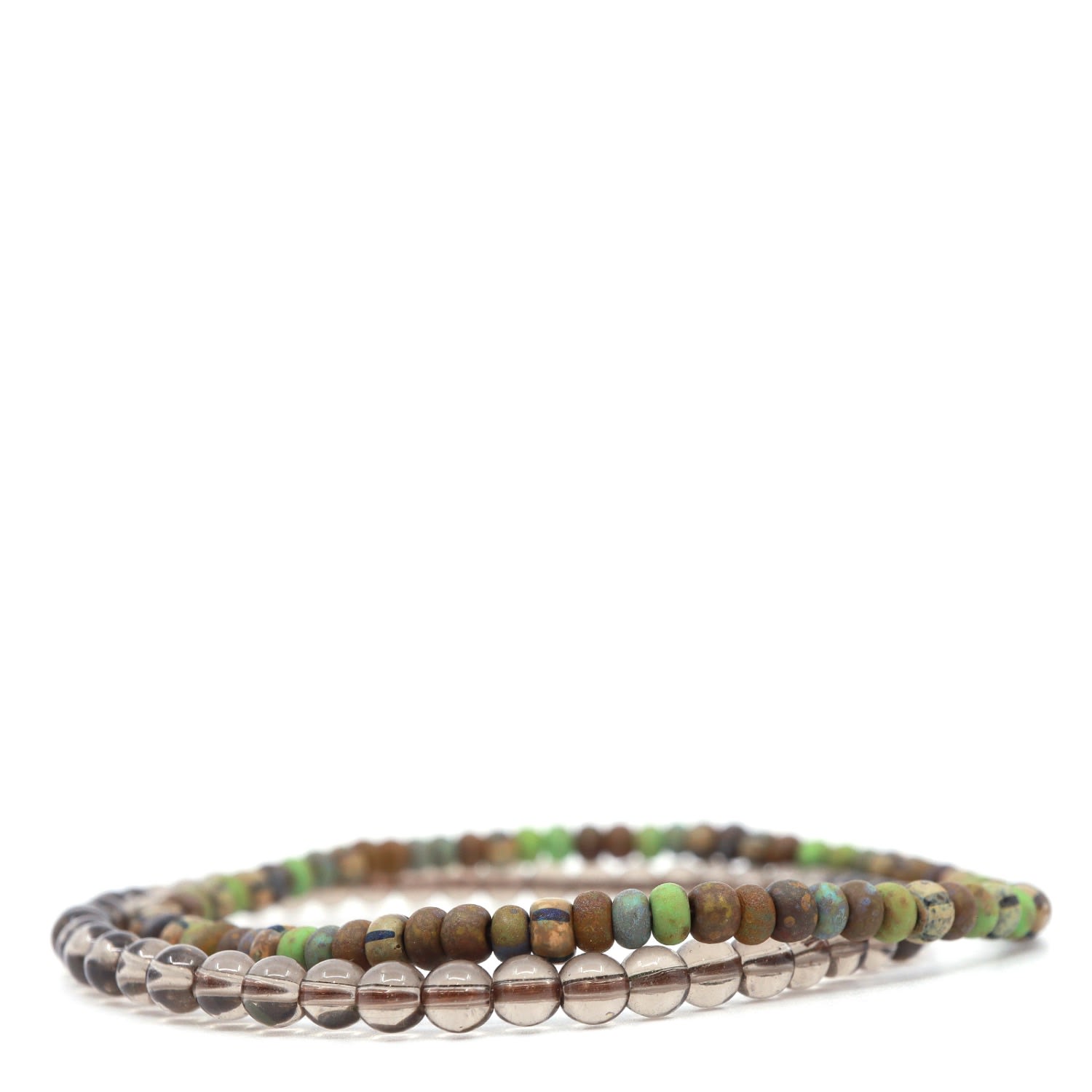 Shar Oke Men's Brown / Neutrals / Green Smoky Quartz & Brown, Green & Blue Czech Picasso Beaded Bracelet In Multi