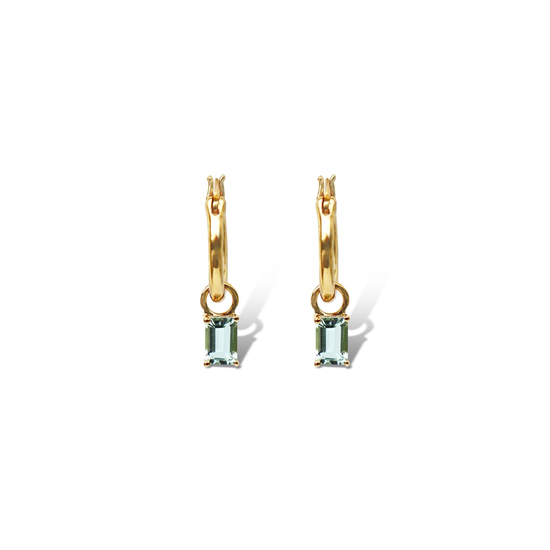 Women’s Lucie Green Amethyst & Yellow Gold Rectangle Hoop Earrings Fv Jewellery